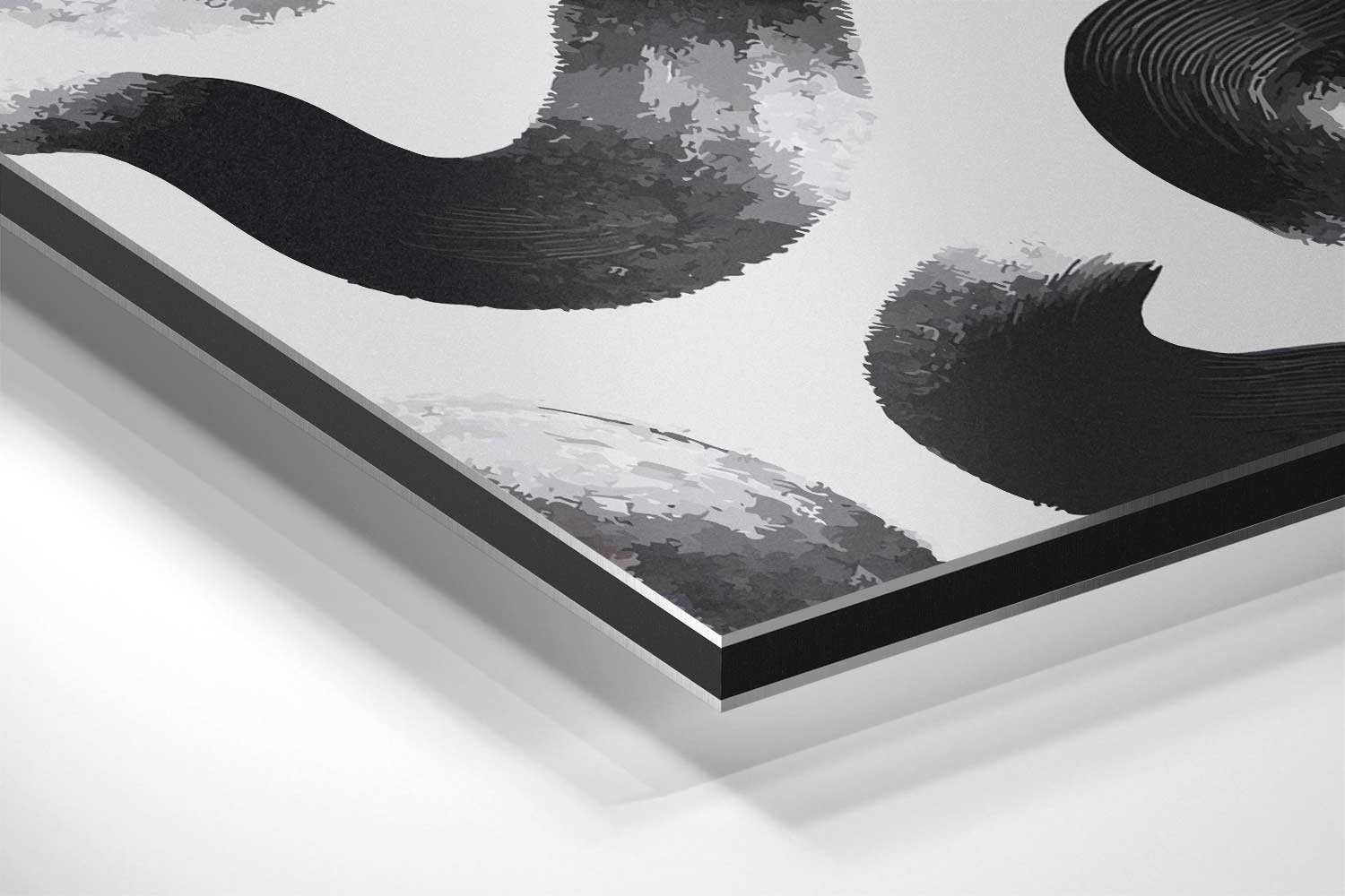 Abstracte Zwart-witte Kronkels Kunstwerk-canvas-dibond-plexiglas-wanddecoratie-WallArtistic