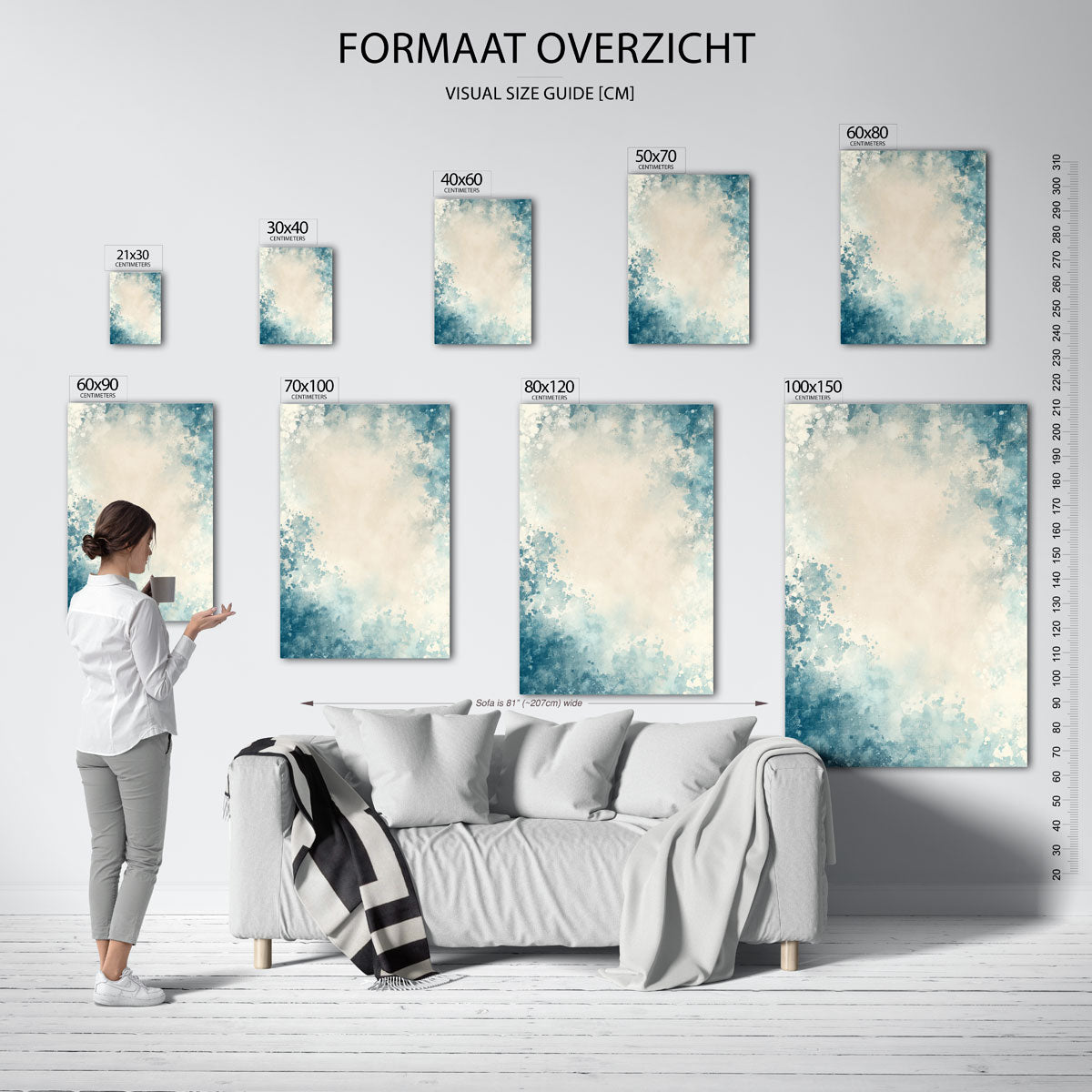 Abstracte blauwe spatten Poster