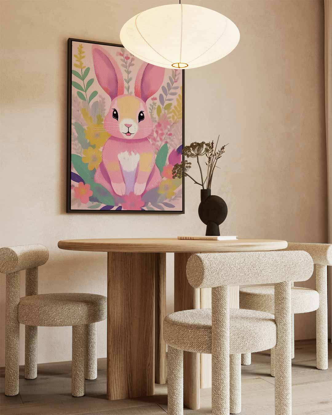 Vrolijk Konijn in de Bloemenweide Kunstwerk-canvas-dibond-plexiglas-wanddecoratie-WallArtistic