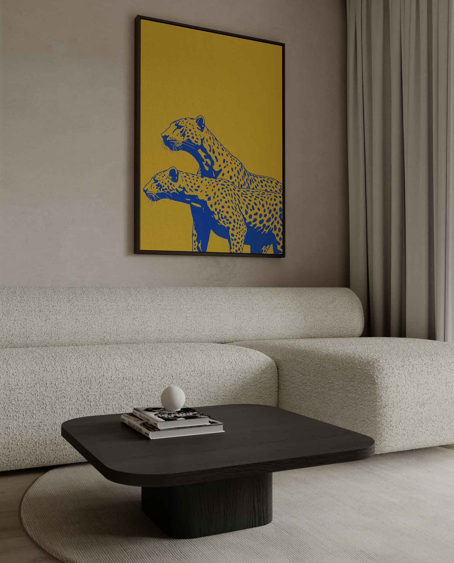 Elegante Cheetahs in Kleur Kunstwerk-canvas-dibond-plexiglas-wanddecoratie-WallArtistic