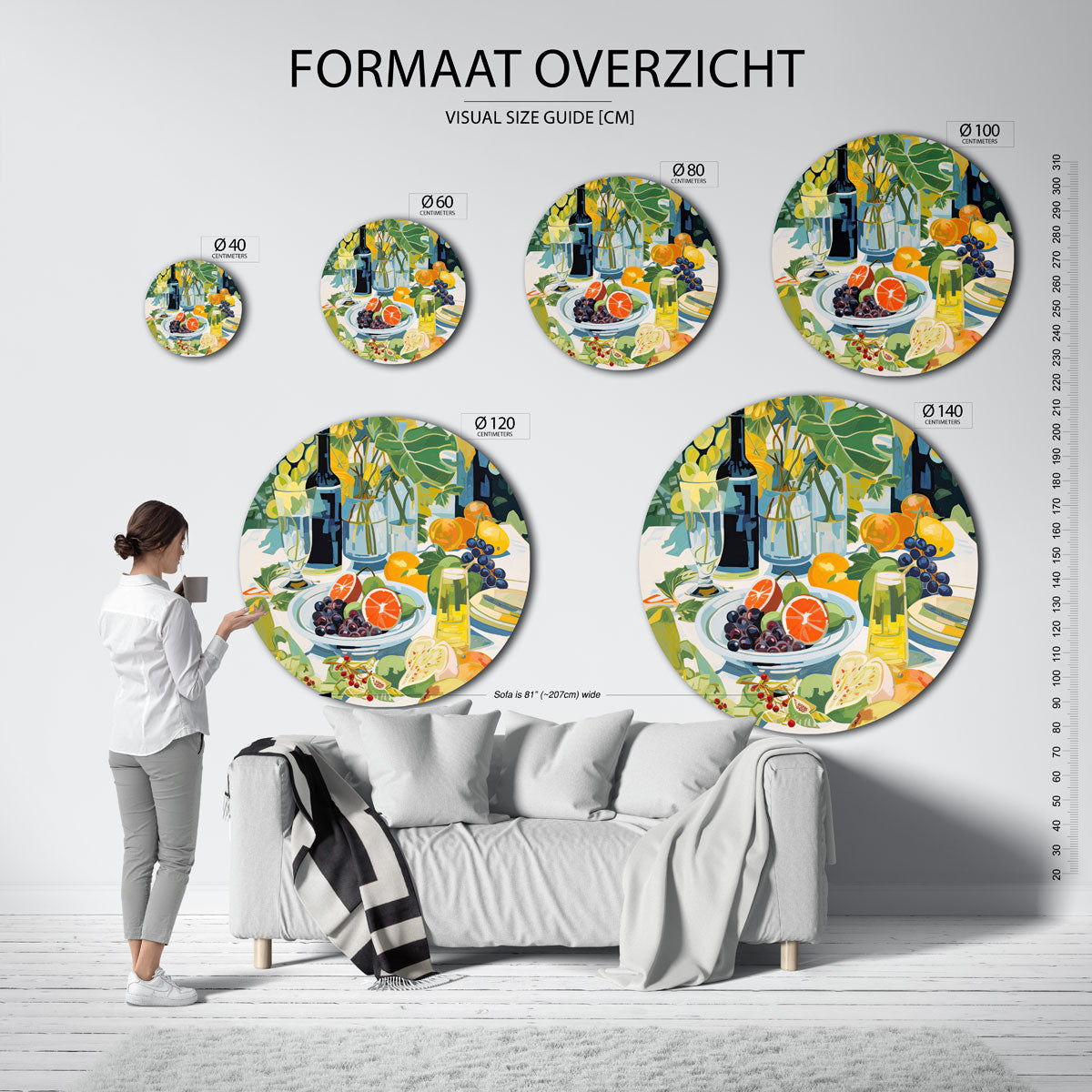 Fruit en flessen Muurcirkel
