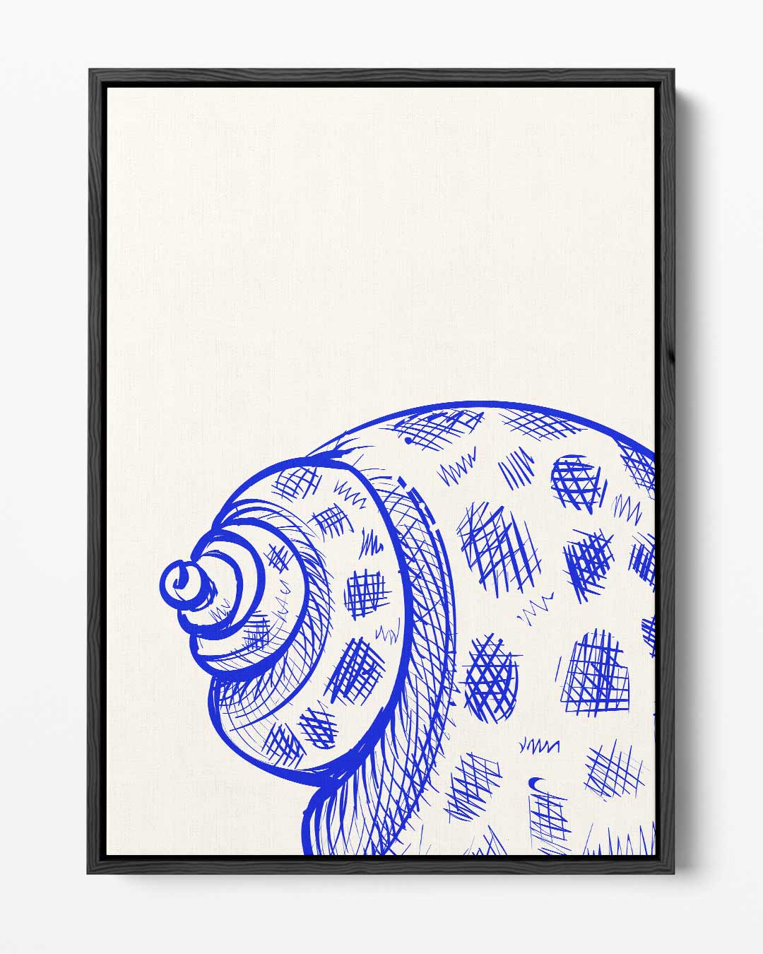 Blauwe Schelp Schets Kunstwerk-canvas-dibond-plexiglas-wanddecoratie-WallArtistic