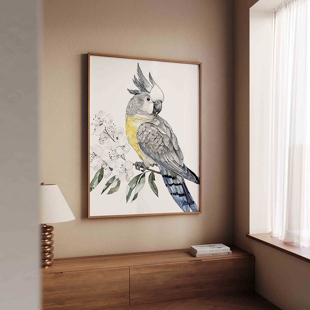 Papegaai en bloemen Poster