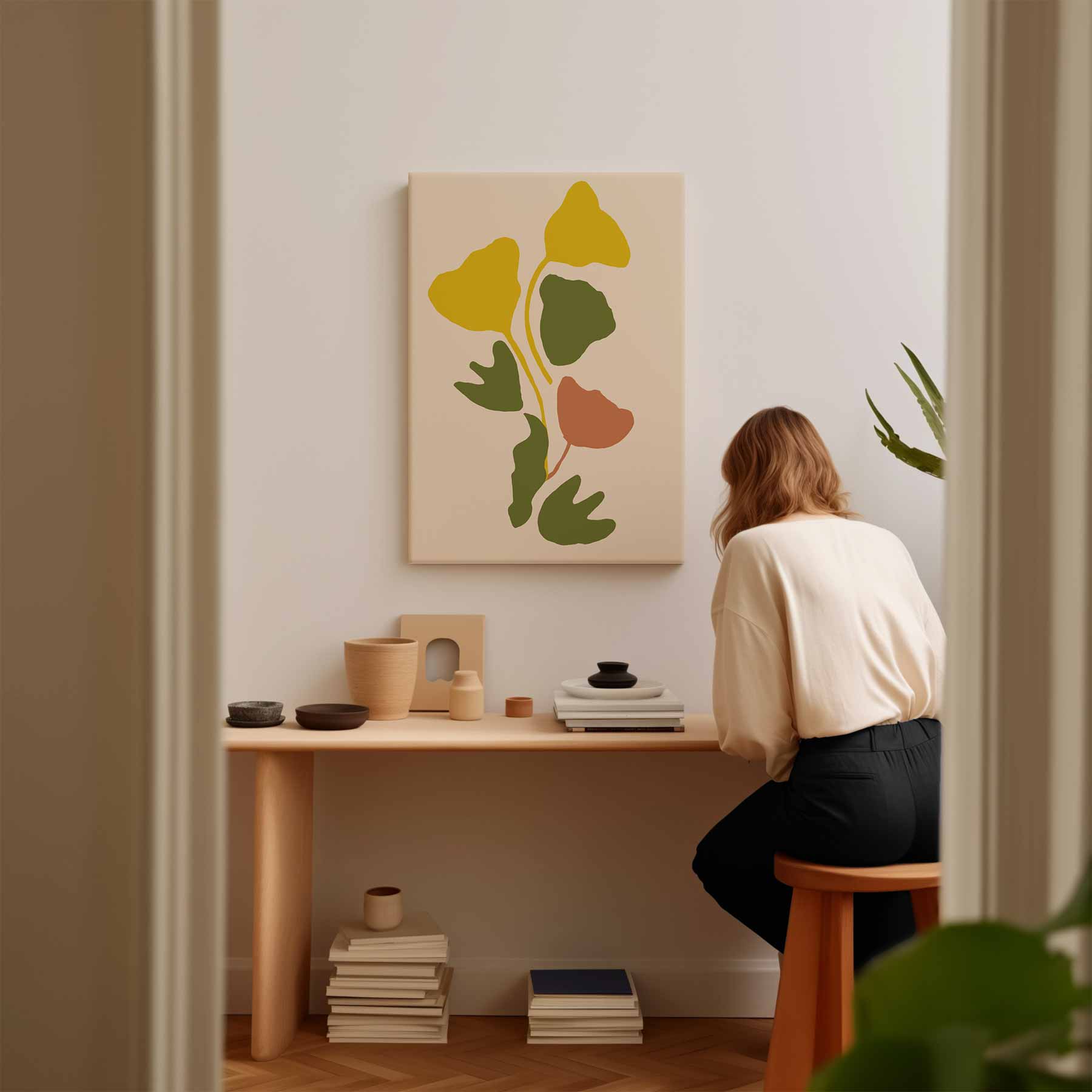Organische Vibraties in Aardetinten Kunstwerk-canvas-dibond-plexiglas-wanddecoratie-WallArtistic