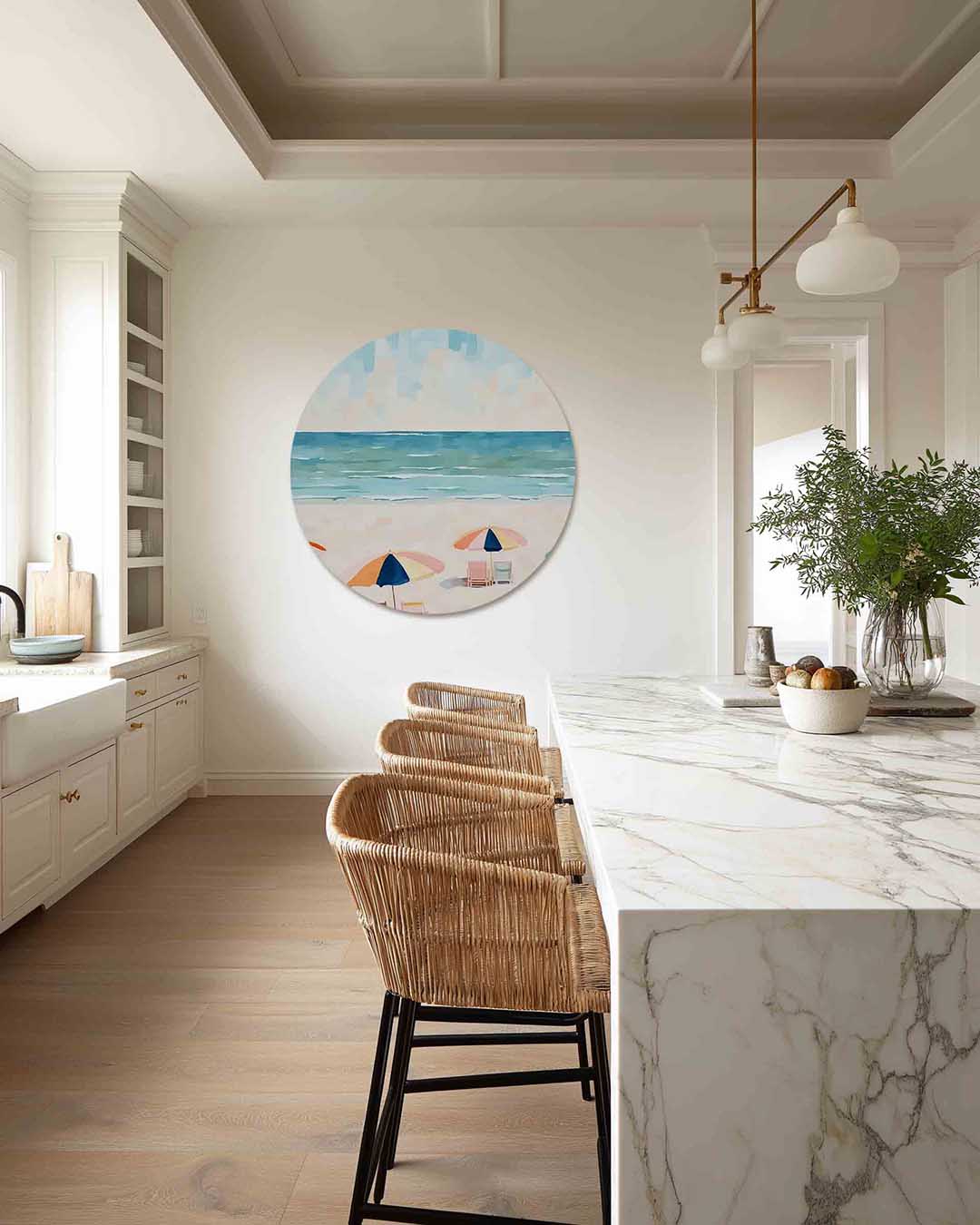 Strand met parasols Muurcirkel