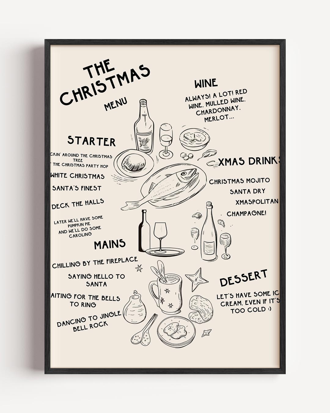Kerstmenu Feestposter-WallArtistic