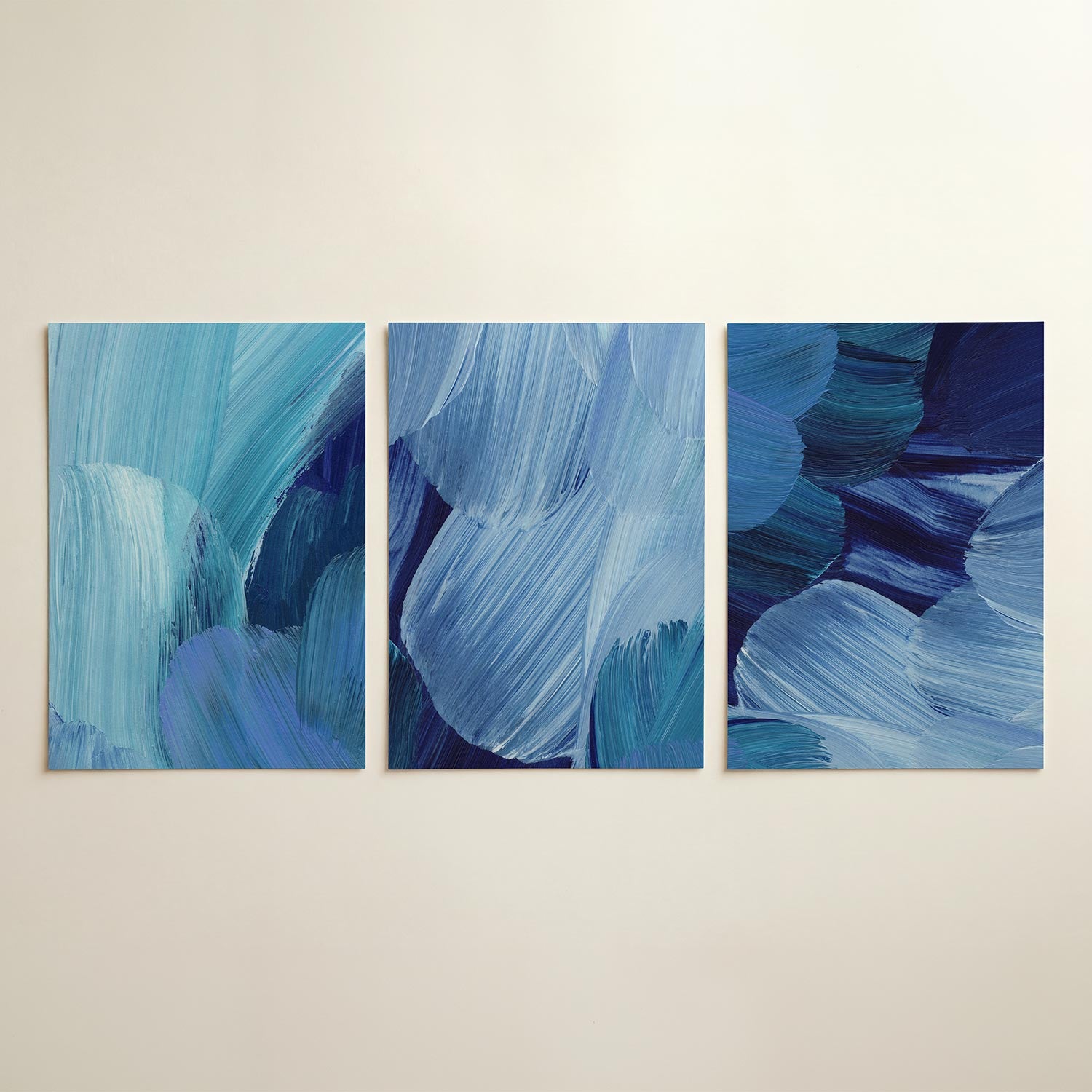 Blauwe borstelstreken Posterset