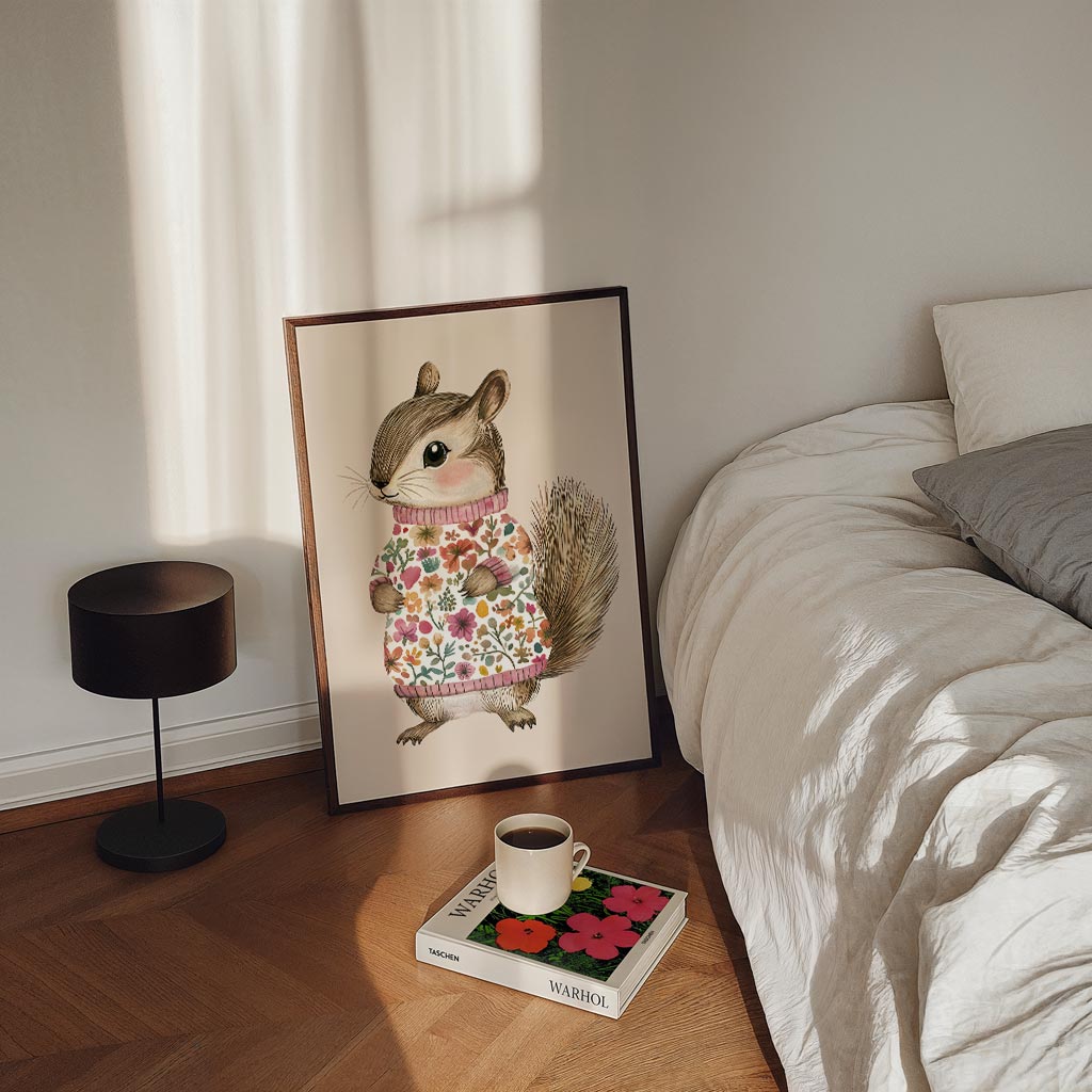 Schattige Chipmunk in Bloementrui Poster