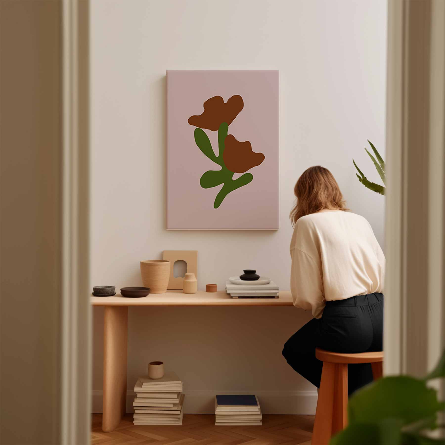 Bloemen in Abstracte Vormen Kunstwerk-canvas-dibond-plexiglas-wanddecoratie-WallArtistic