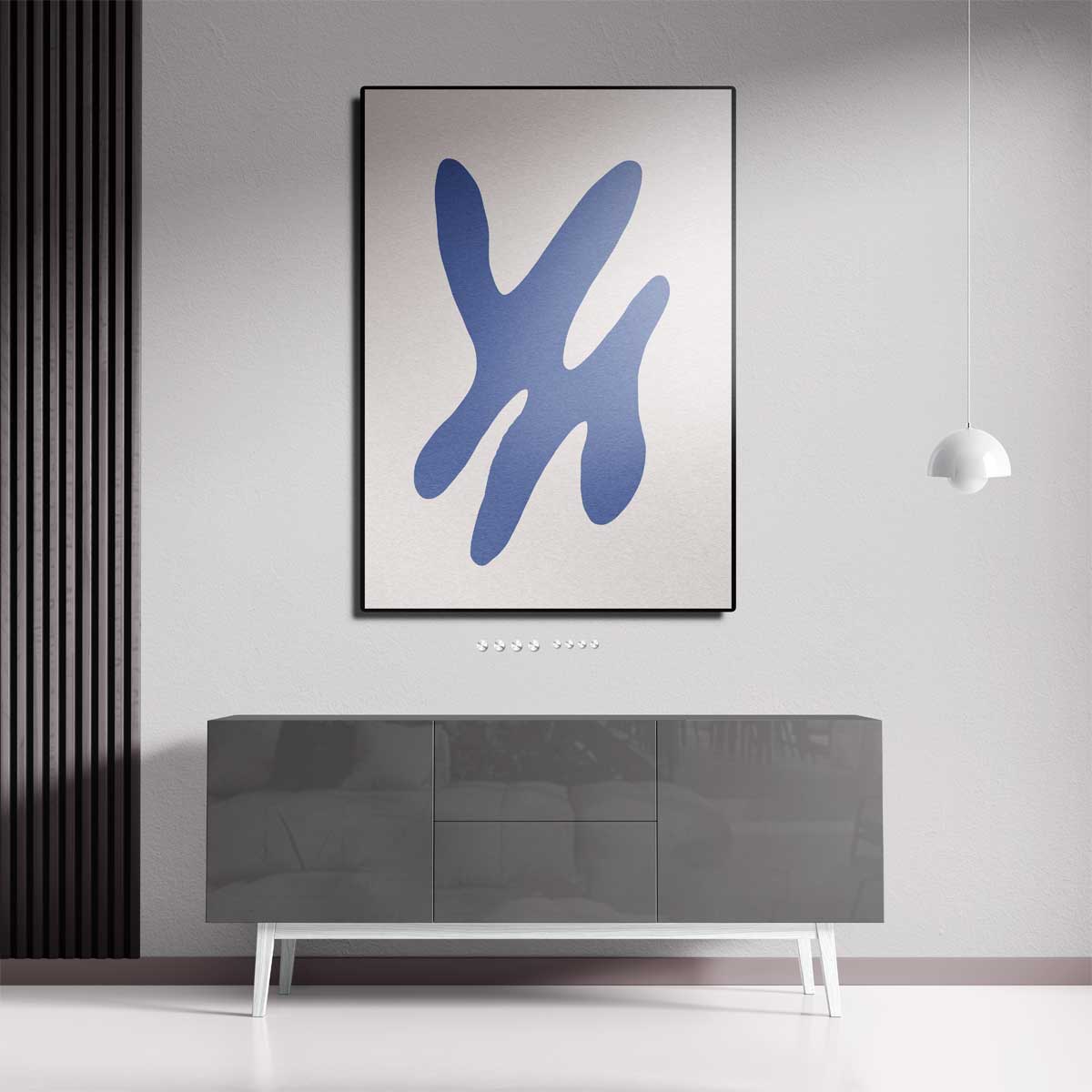 Blauwe Abstracte Vormen Kunstwerk-canvas-dibond-plexiglas-wanddecoratie-WallArtistic