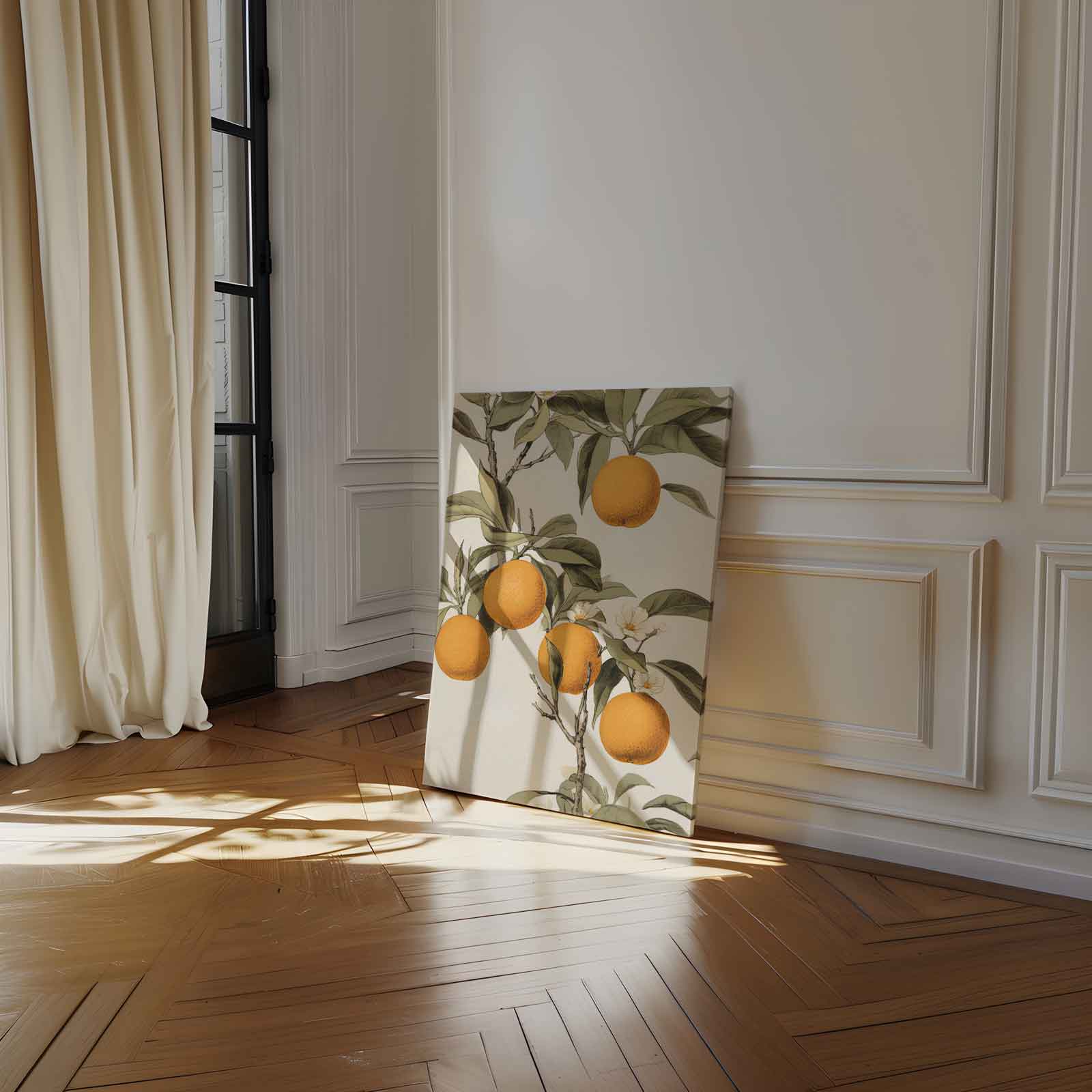 Zonnige Sinaasappelboom Illustratie Kunstwerk-canvas-dibond-plexiglas-wanddecoratie-WallArtistic