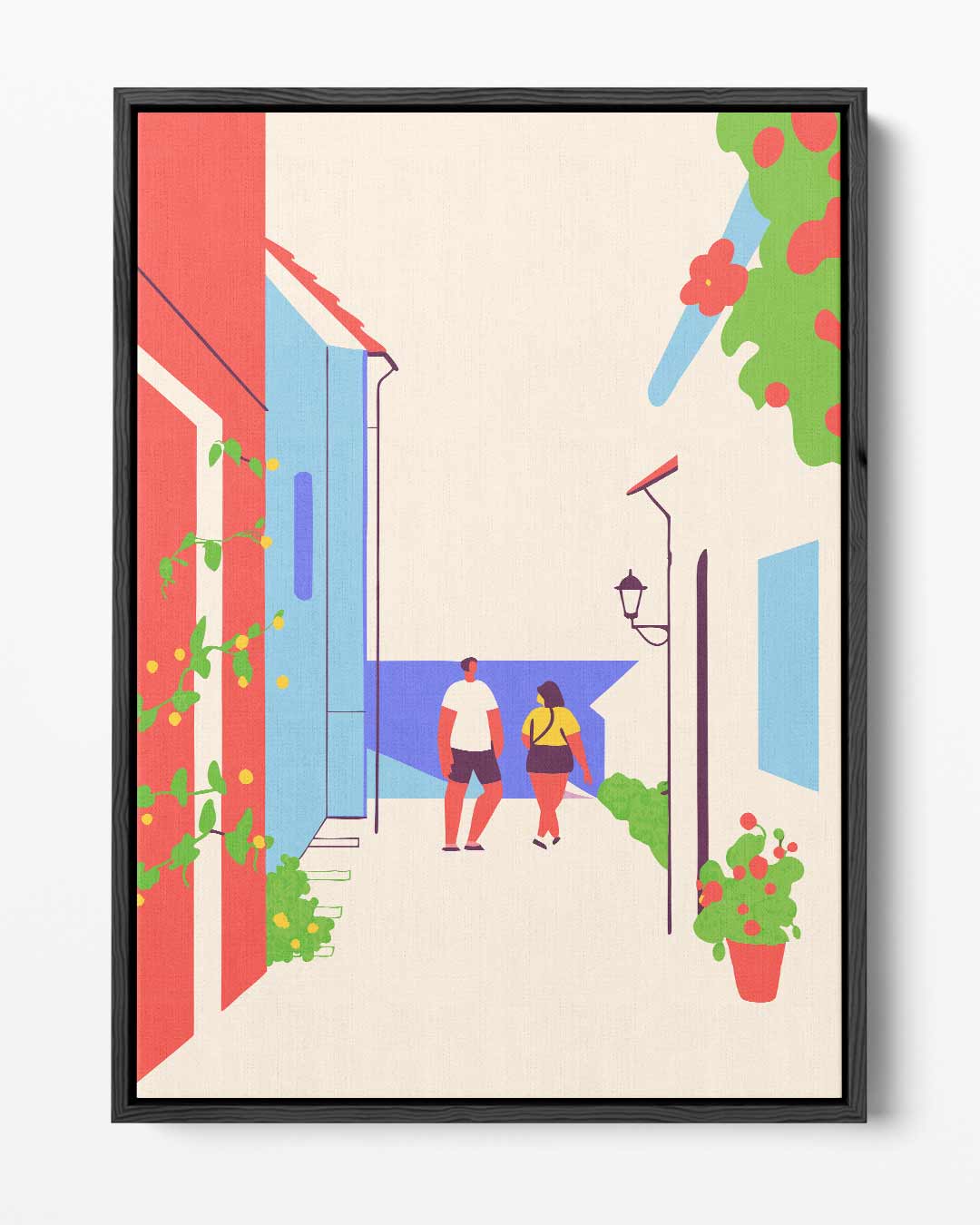Kleurrijke Stadswandeling Kunstwerk-canvas-dibond-plexiglas-wanddecoratie-WallArtistic