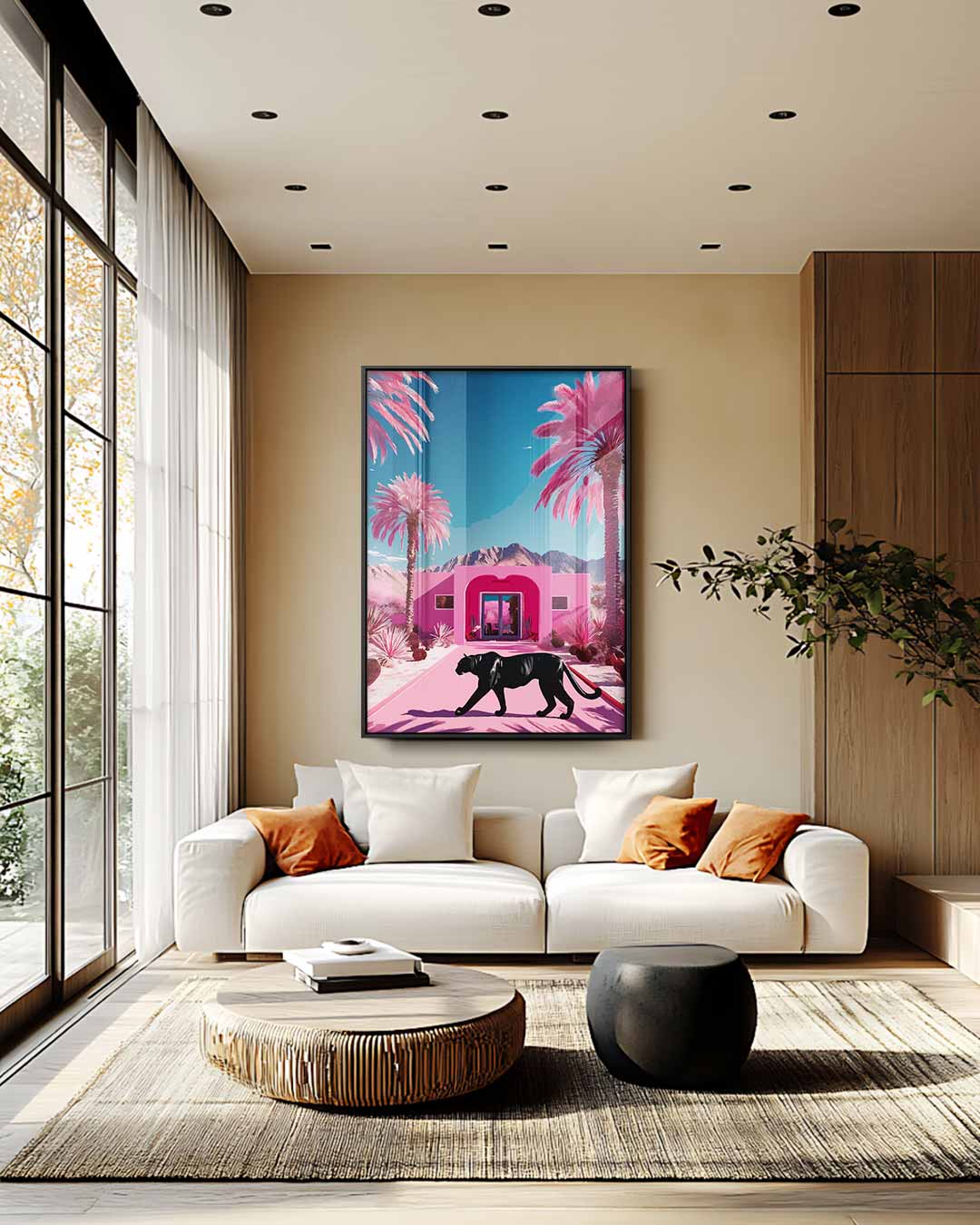 Tropische Droom met Panther Kunstwerk-canvas-dibond-plexiglas-wanddecoratie-WallArtistic