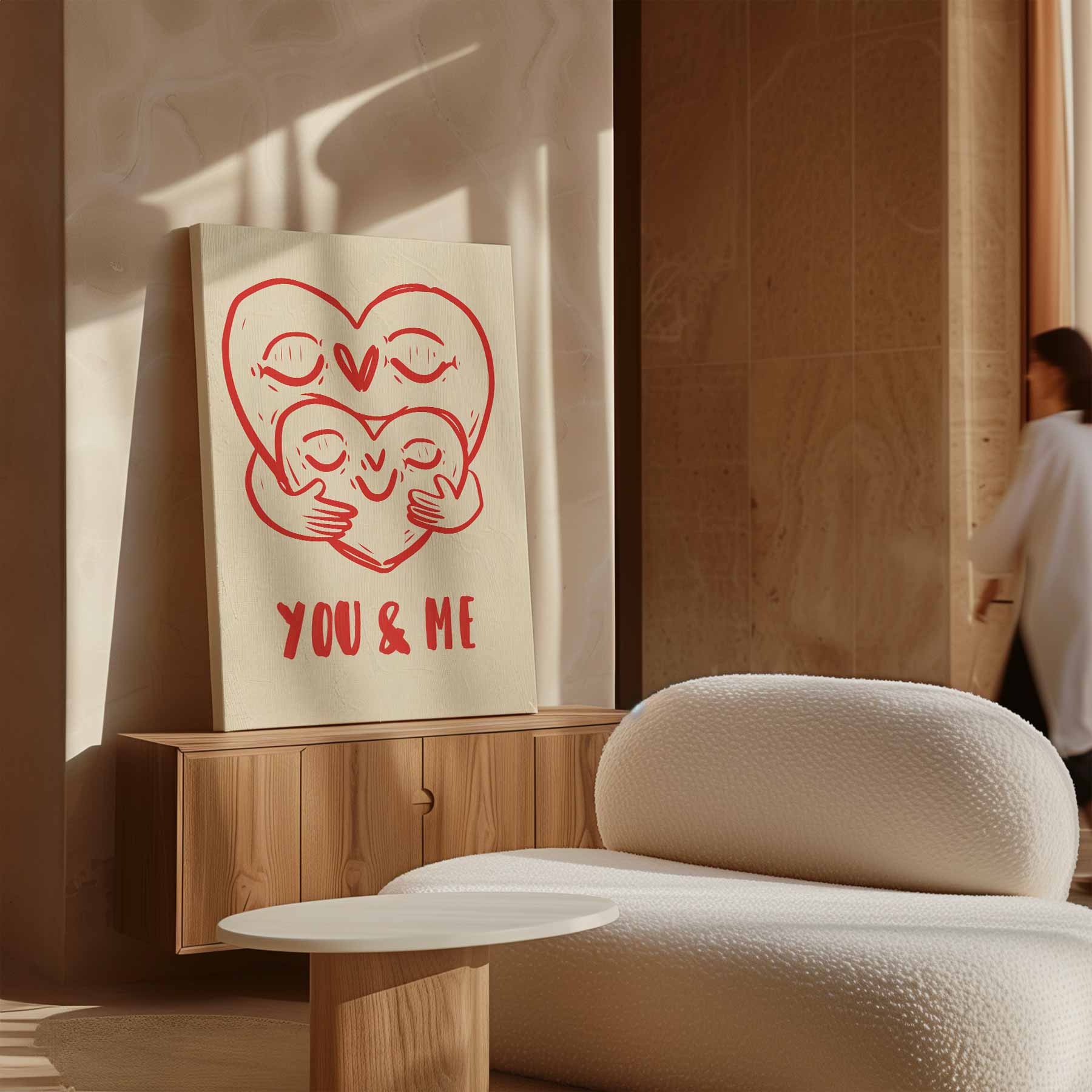 You & Me Knuffelharten Kunstwerk-canvas-dibond-plexiglas-wanddecoratie-WallArtistic