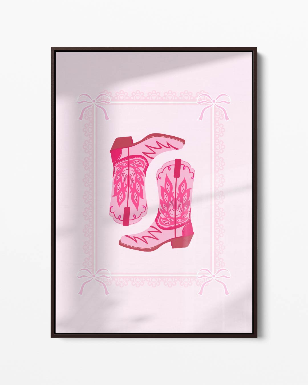 Roze Cowboylaarzen Illustratie Kunstwerk-canvas-dibond-plexiglas-wanddecoratie-WallArtistic