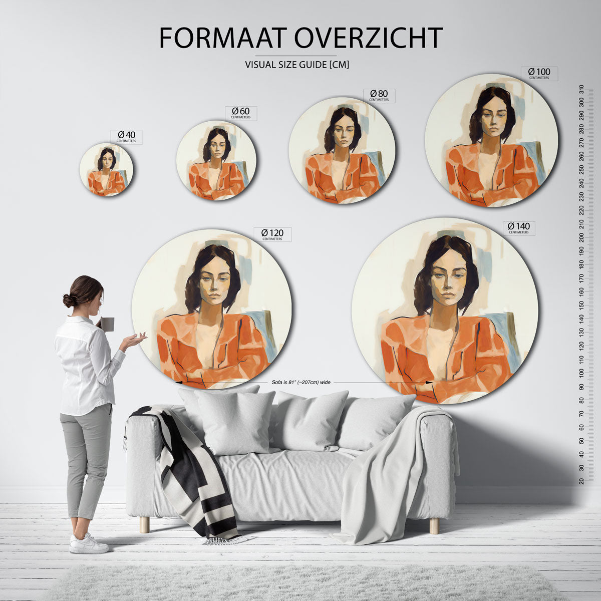 Vrouw in oranje Muurcirkel