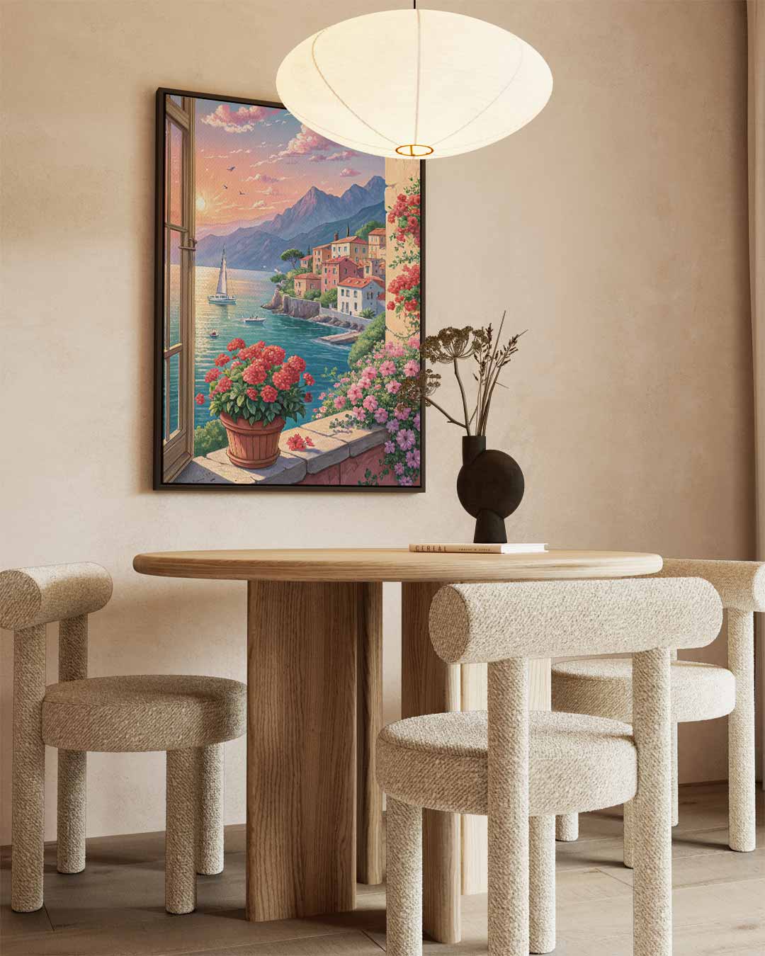 Mediterraans Uitzicht bij Zonsondergang Kunstwerk-canvas-dibond-plexiglas-wanddecoratie-WallArtistic