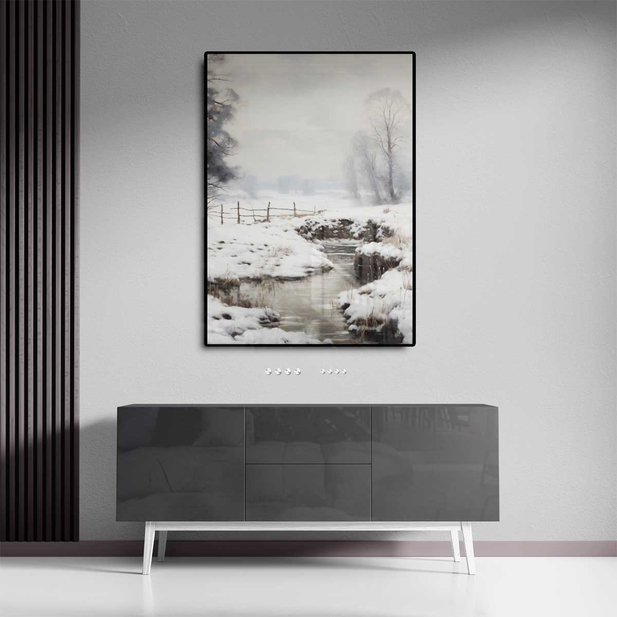 Winterse Rustieke Landschap Kunstwerk-canvas-dibond-plexiglas-wanddecoratie-WallArtistic