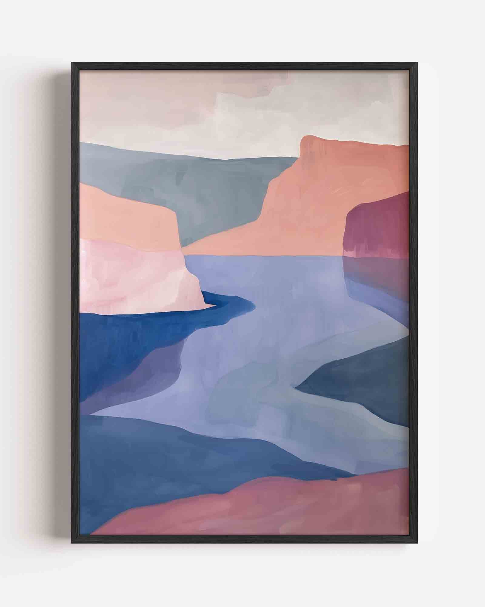 Landschap met blauwe en roze tinten Poster