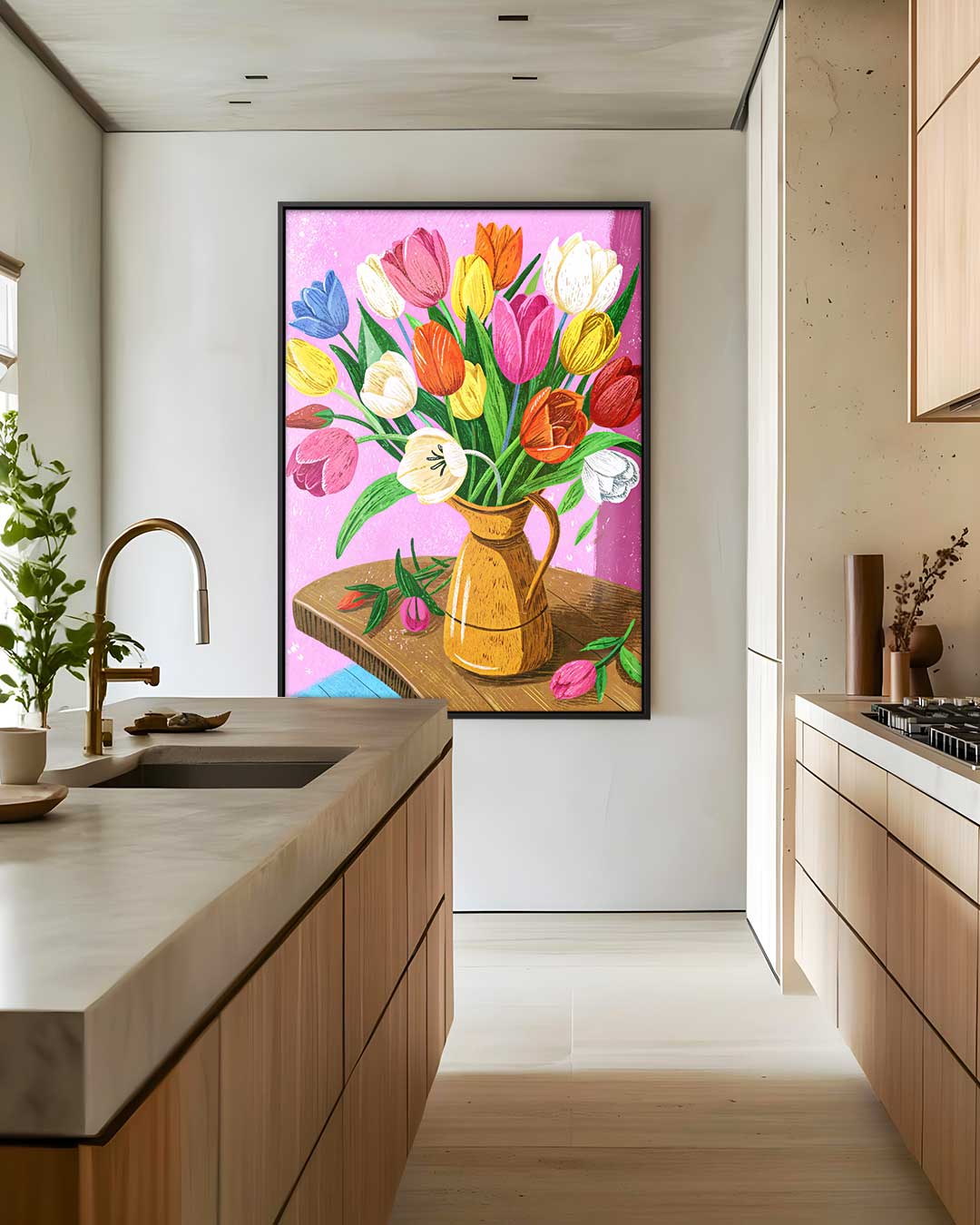 Bloeiende Boeket Illustratie Kunstwerk-canvas-dibond-plexiglas-wanddecoratie-WallArtistic