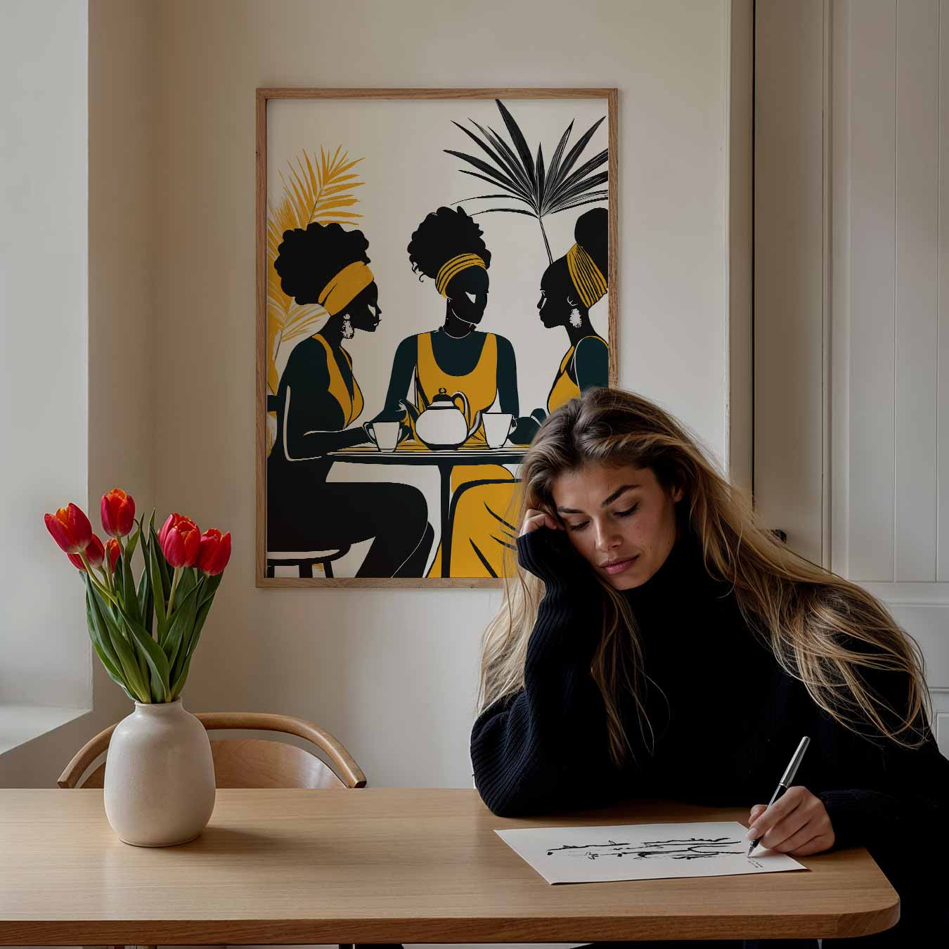 Vrouwelijke Vriendschap aan Tafel Poster