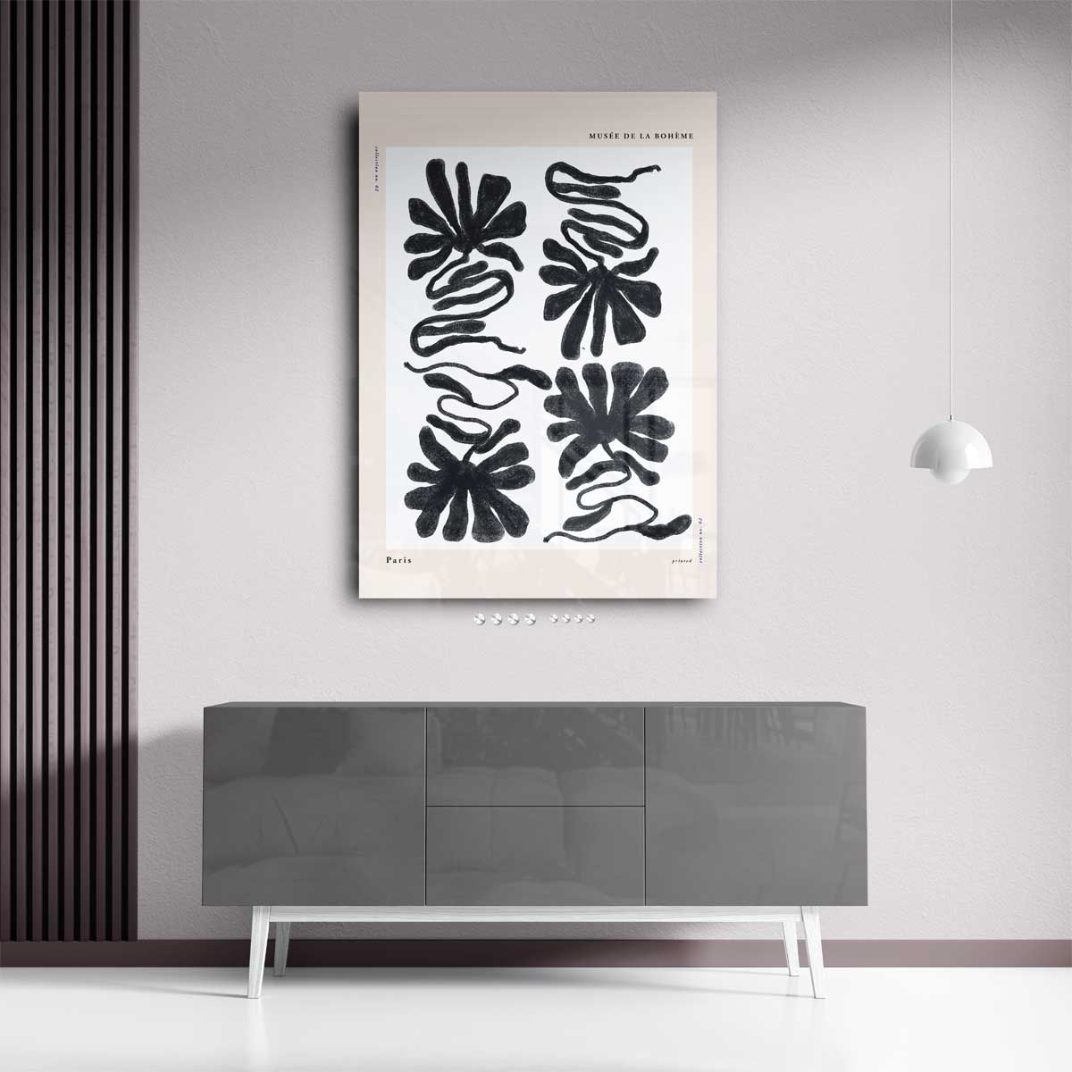 Abstracte Bloemvormen Illustratie Kunstwerk-canvas-dibond-plexiglas-wanddecoratie-WallArtistic