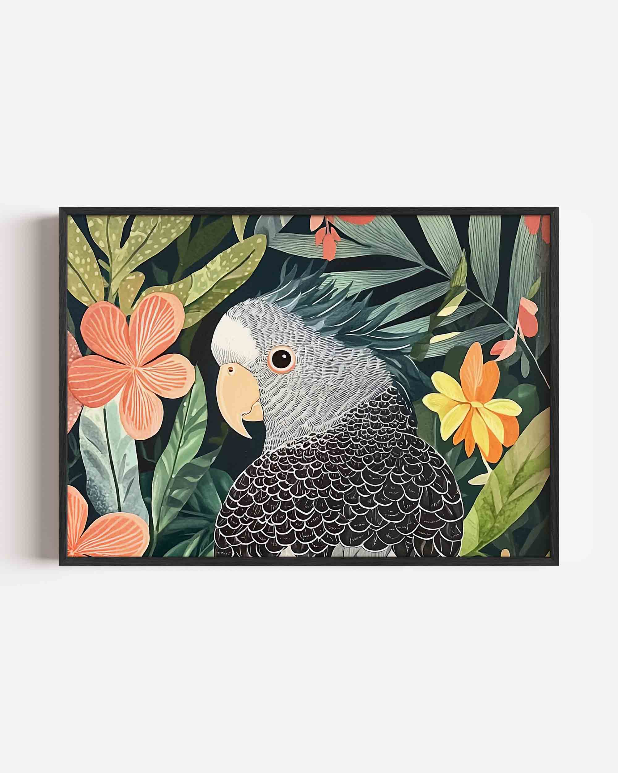 Papegaai en bloemen Poster