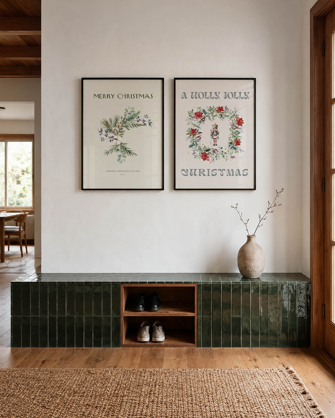 Natuurlijke kerstgroen Posterset