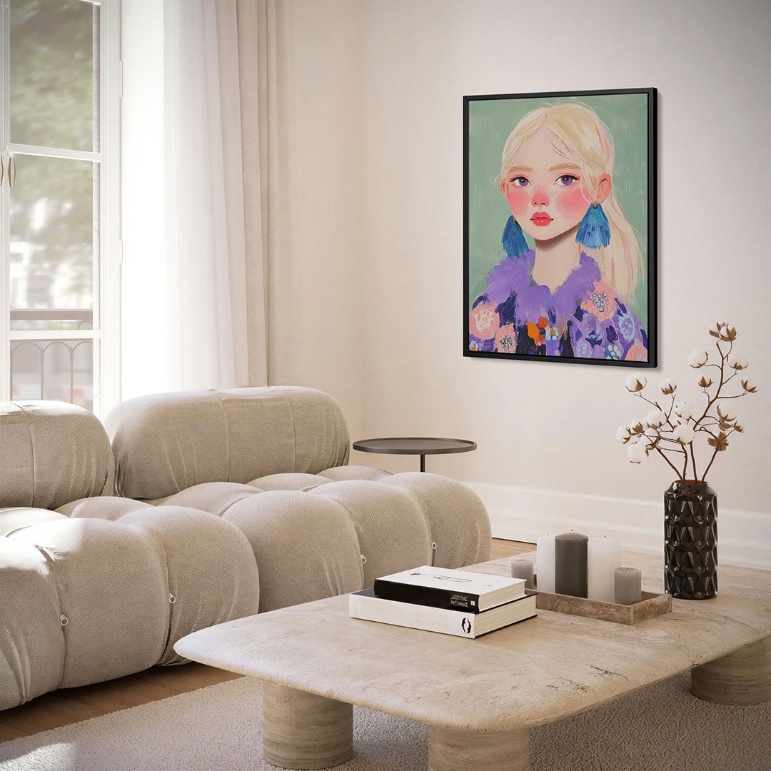 Portret met levendige kleuren Kunstwerk