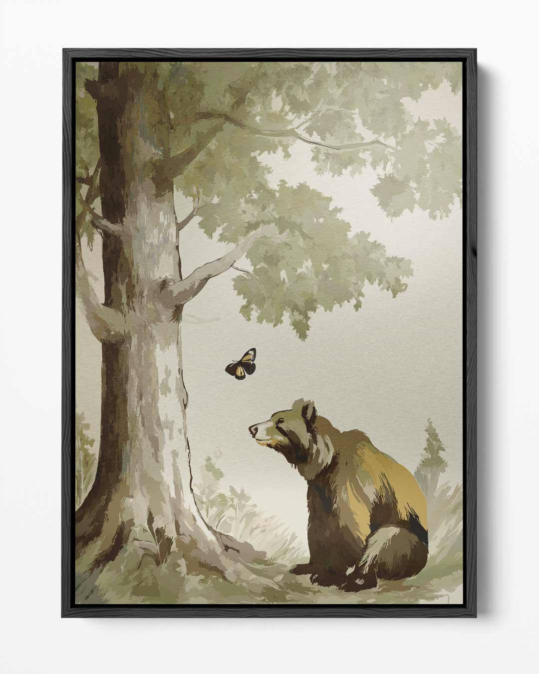 Dromerige Beer in het Bos Kunstwerk-canvas-dibond-plexiglas-wanddecoratie-WallArtistic