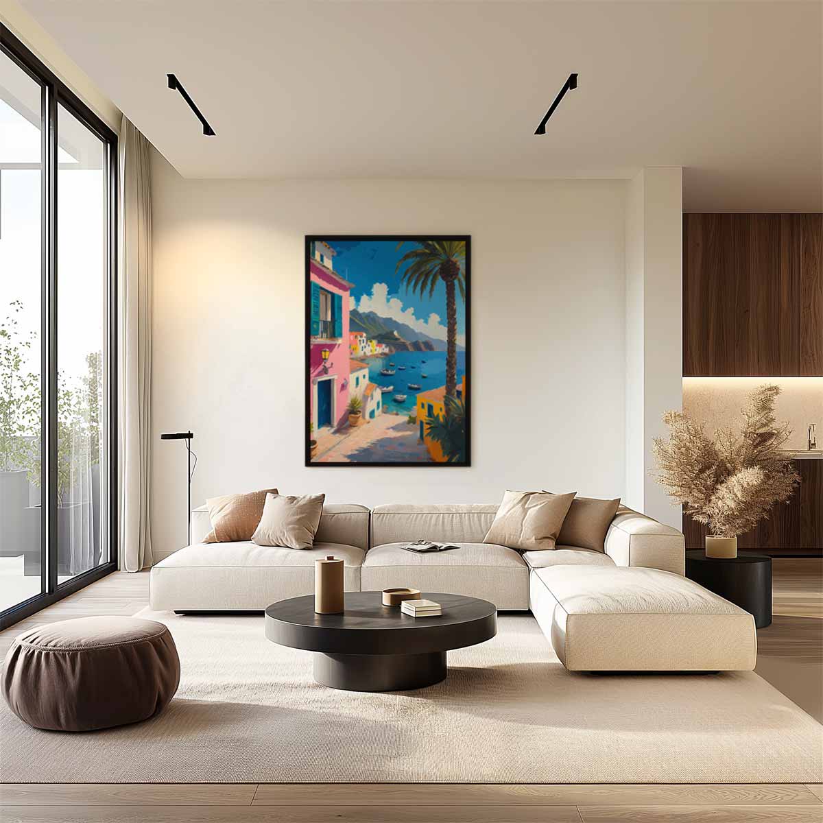 Kleurrijke Italiaanse Kustdroom Kunstwerk-canvas-dibond-plexiglas-wanddecoratie-WallArtistic