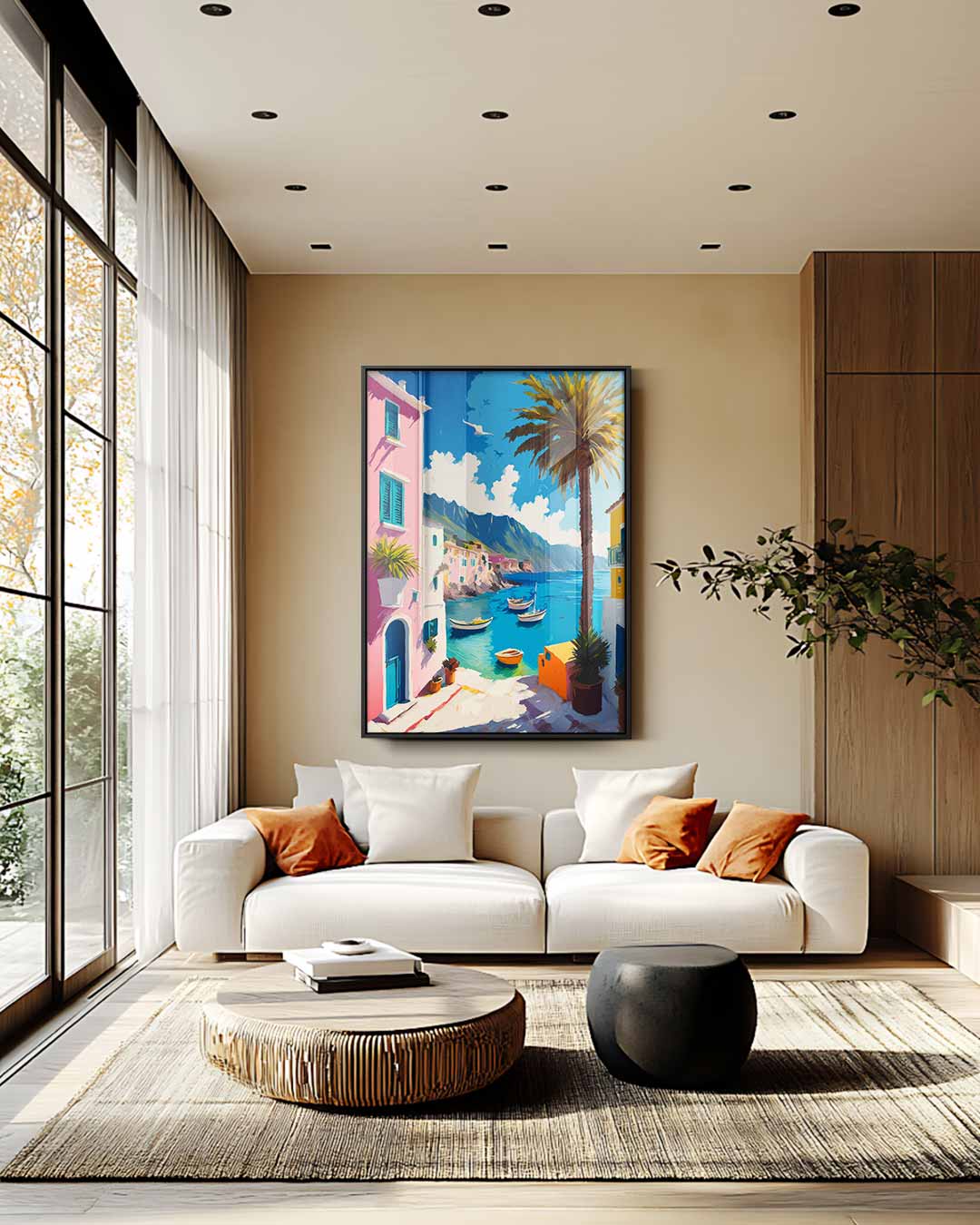 Zonnige Middellandse Zee Haven Kunstwerk-canvas-dibond-plexiglas-wanddecoratie-WallArtistic