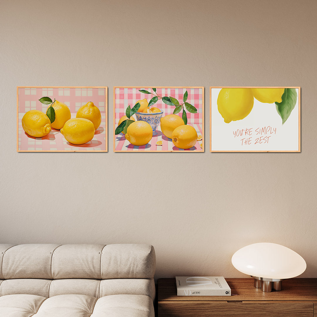 Citroenen op roze Posterset