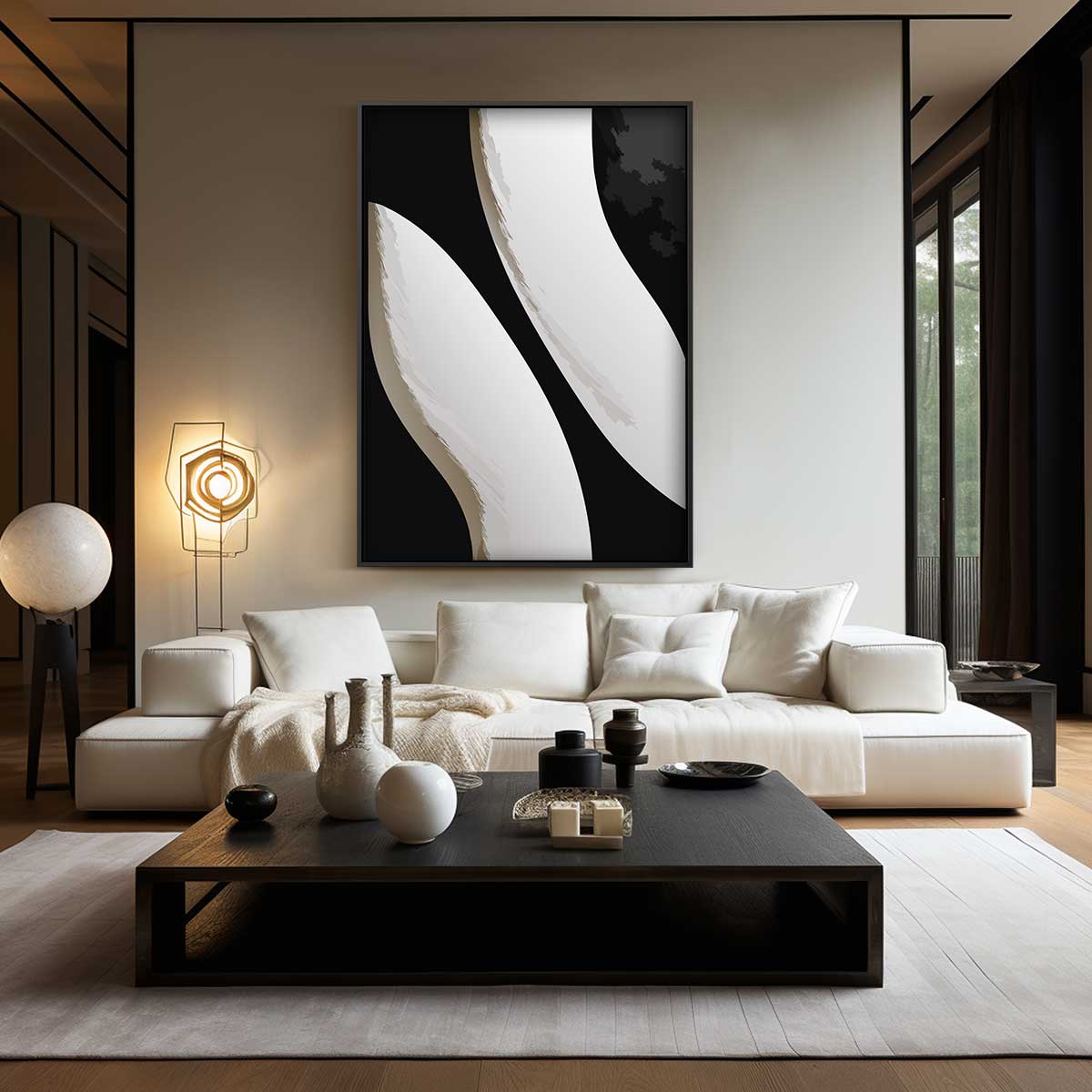 Golvende Vormen in Balans Kunstwerk-canvas-dibond-plexiglas-wanddecoratie-WallArtistic
