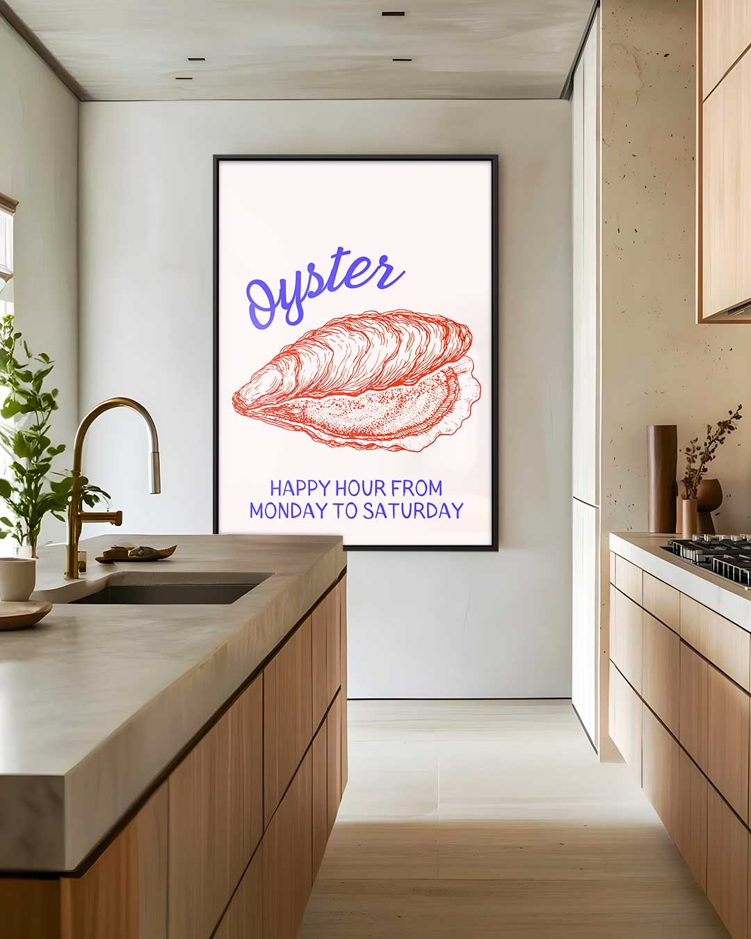 Oester Illustratie Poster Kunstwerk-canvas-dibond-plexiglas-wanddecoratie-WallArtistic