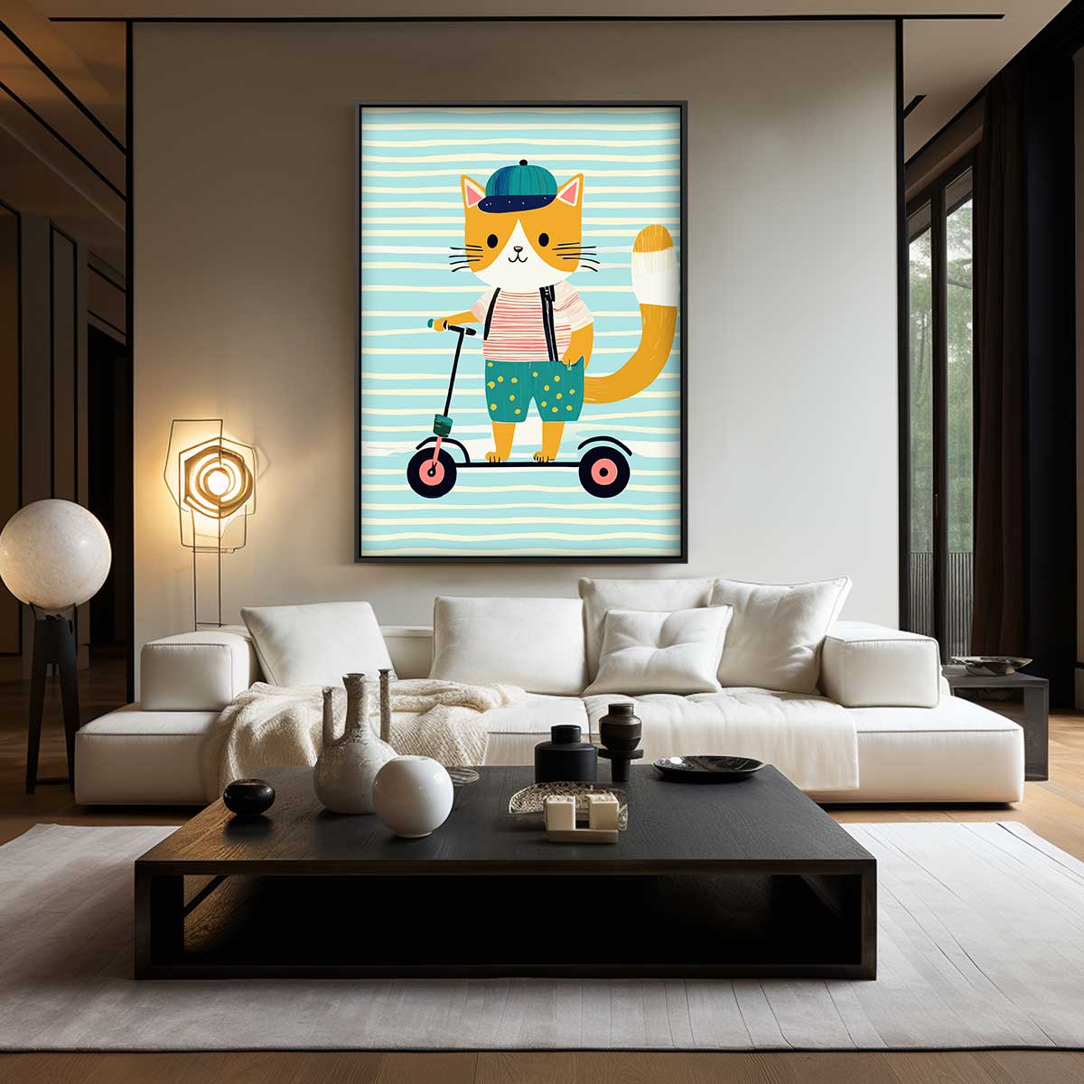 Stoere Kat op Step Kunstwerk-canvas-dibond-plexiglas-wanddecoratie-WallArtistic