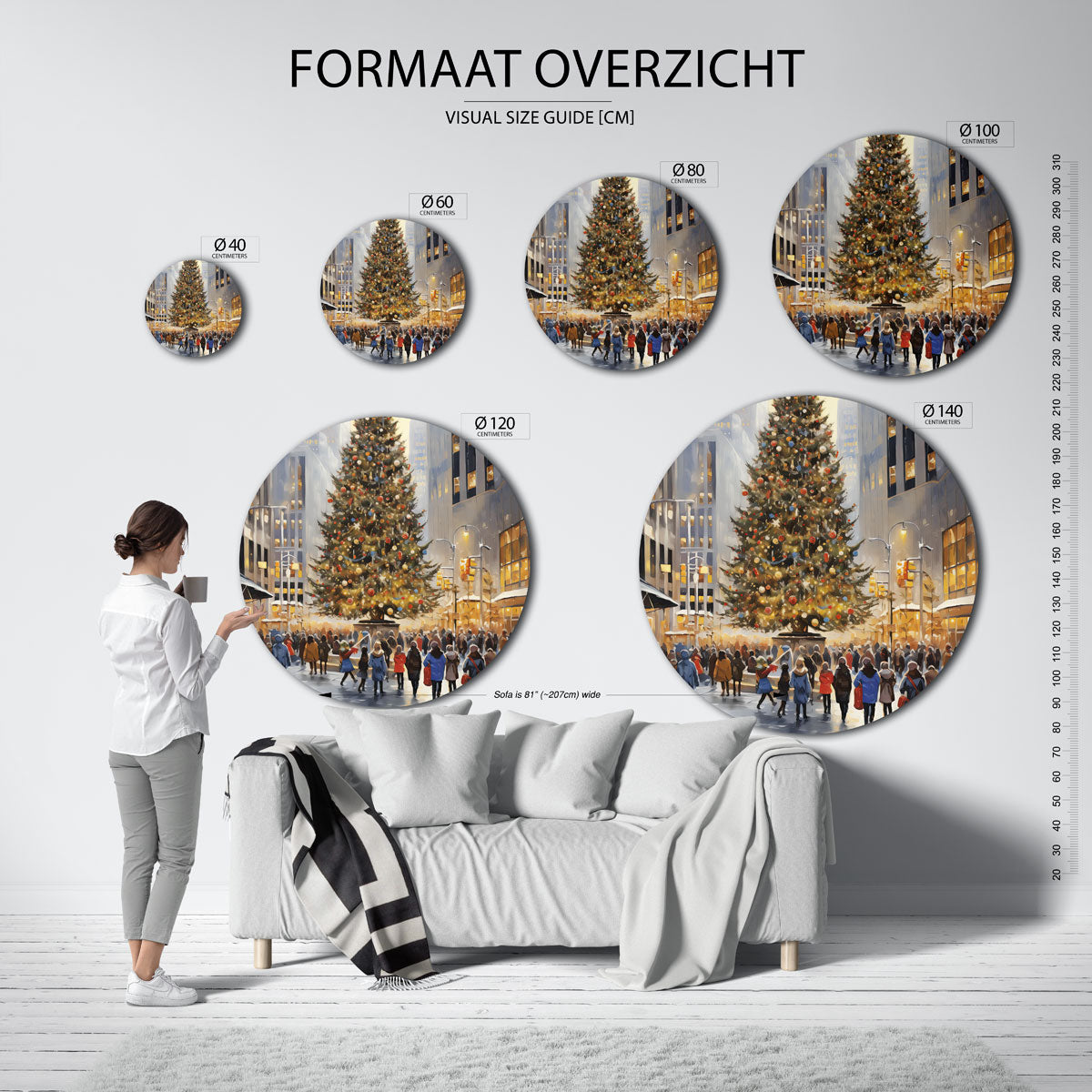 Kerstboom in stadsplein Muurcirkel