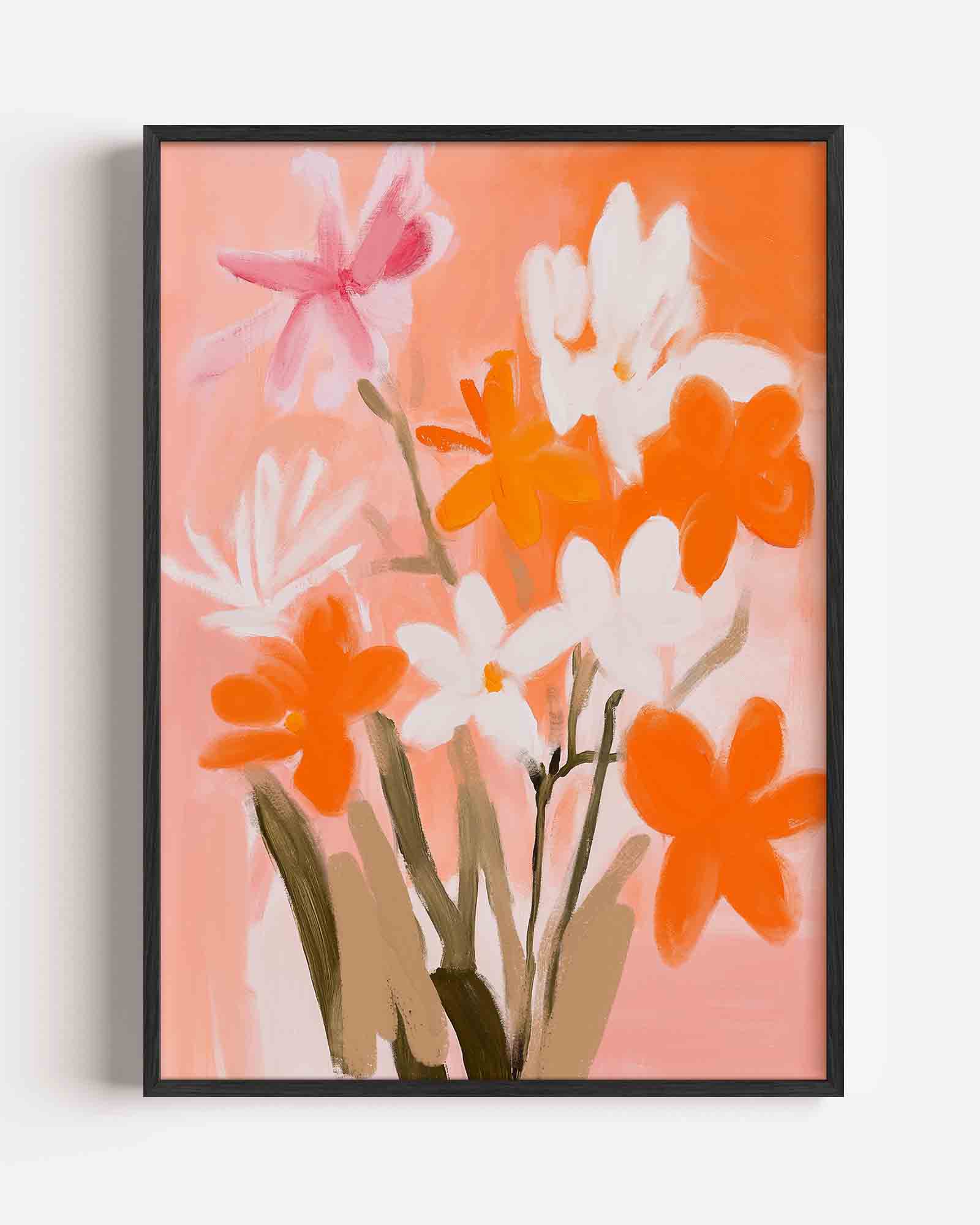 Bloemen in oranje Poster