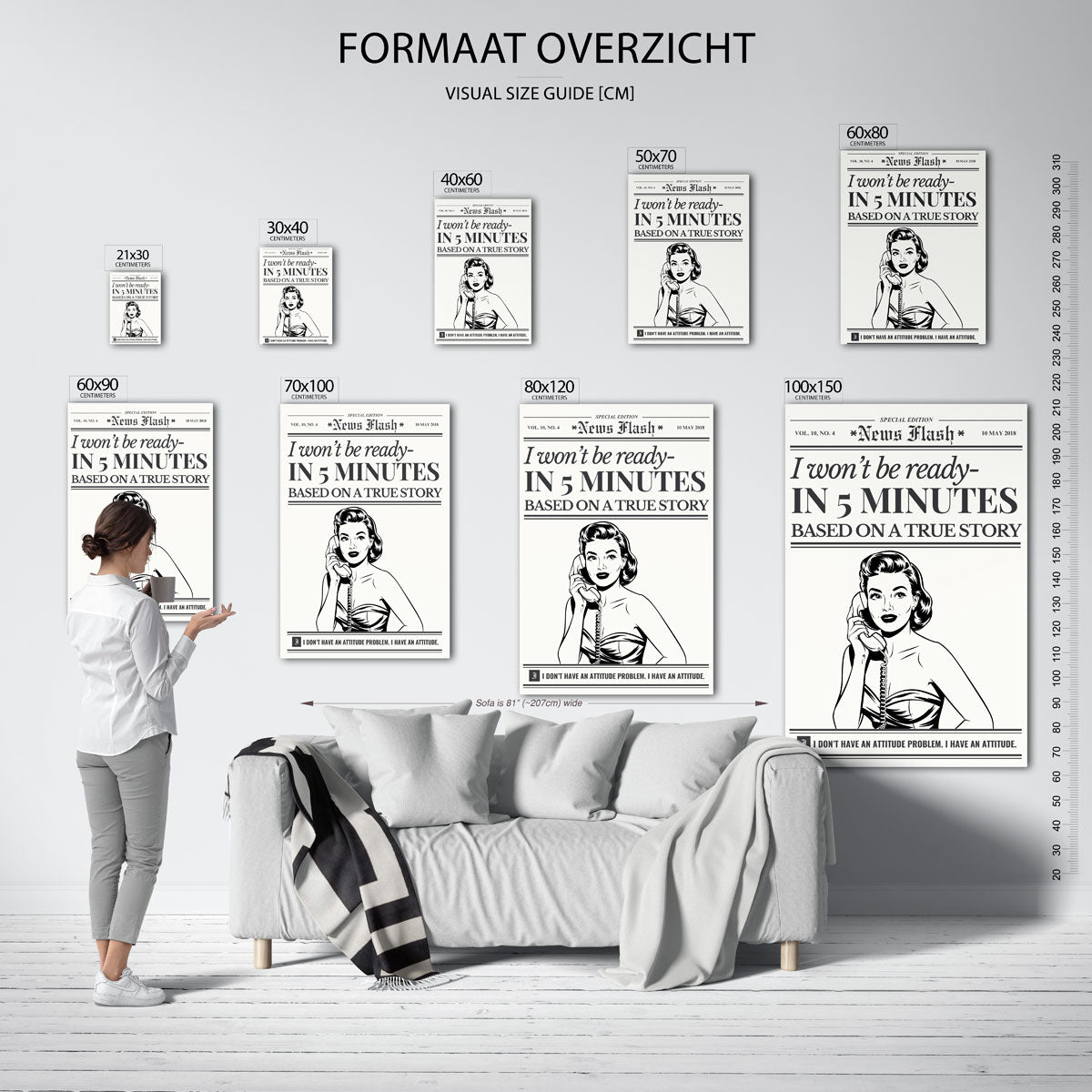 Vrouw met telefoon Poster