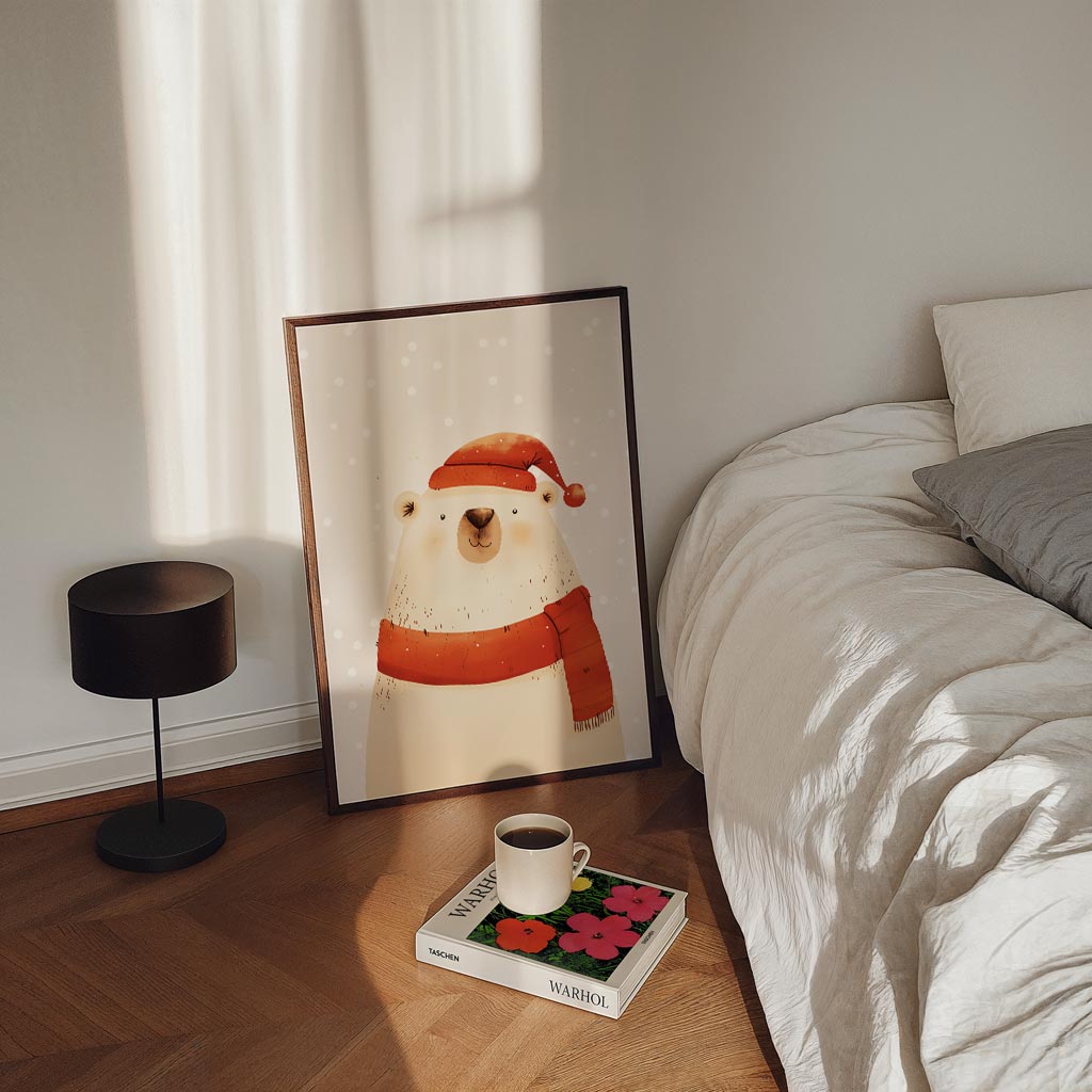Winterse IJsbeer Met Muts Poster