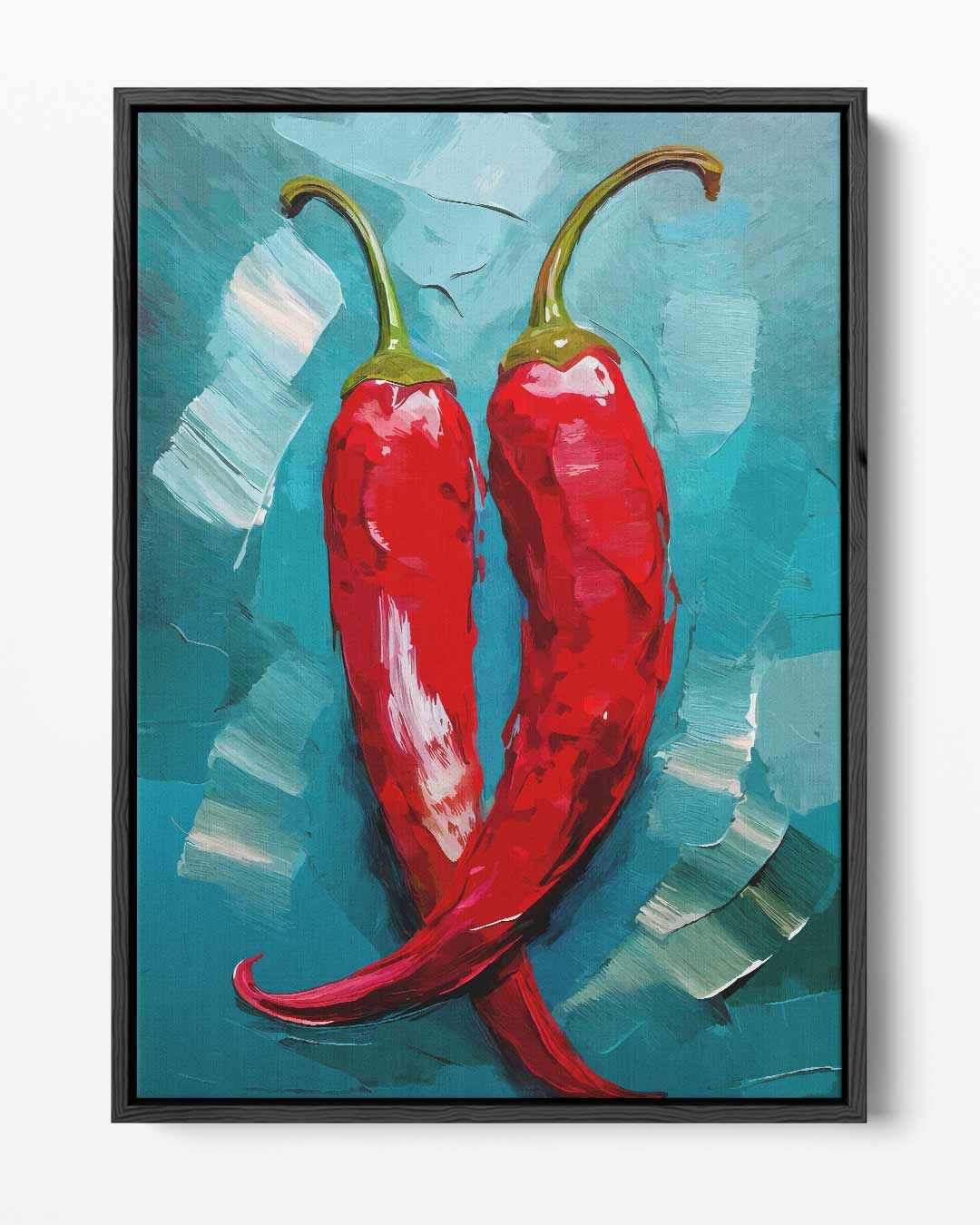 Pittige Paprikaduo Kunstwerk-canvas-dibond-plexiglas-wanddecoratie-WallArtistic