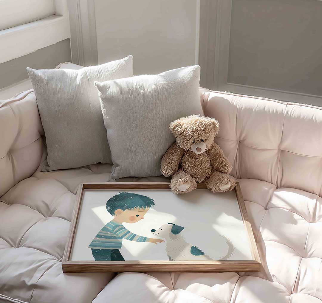 Jongen met hond Poster