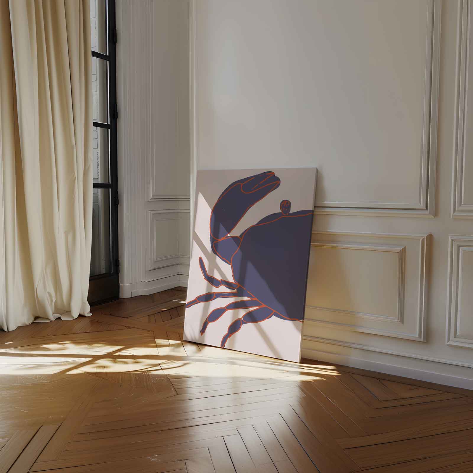 Kleurrijke Krab Illustratie Kunstwerk-canvas-dibond-plexiglas-wanddecoratie-WallArtistic