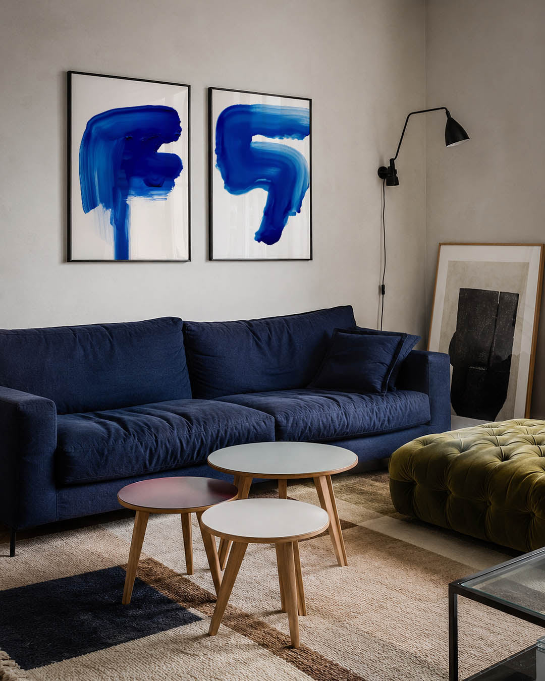 Blauw vloeiend vlak Posterset