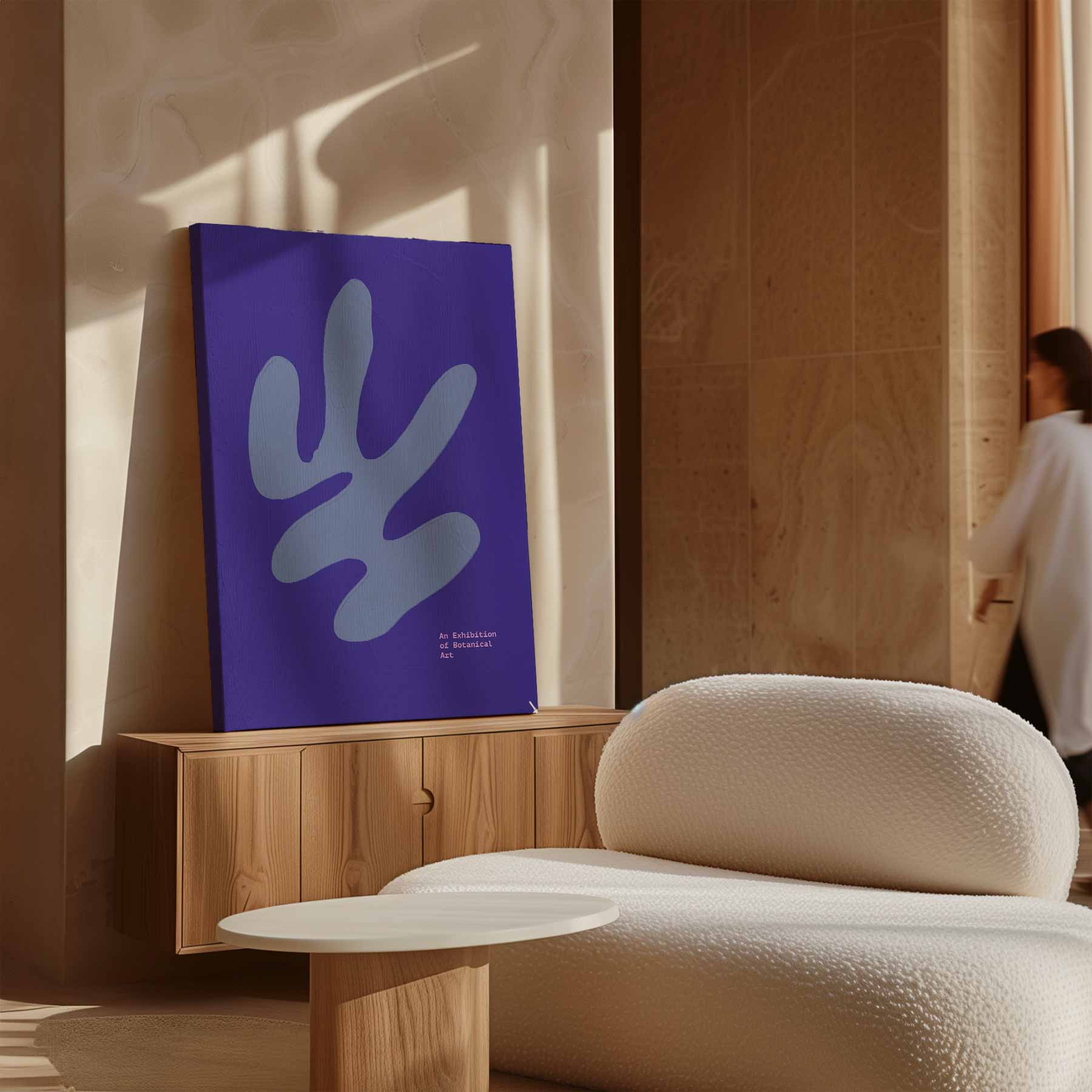 Blauwe Botanische Expressie Kunstwerk-canvas-dibond-plexiglas-wanddecoratie-WallArtistic