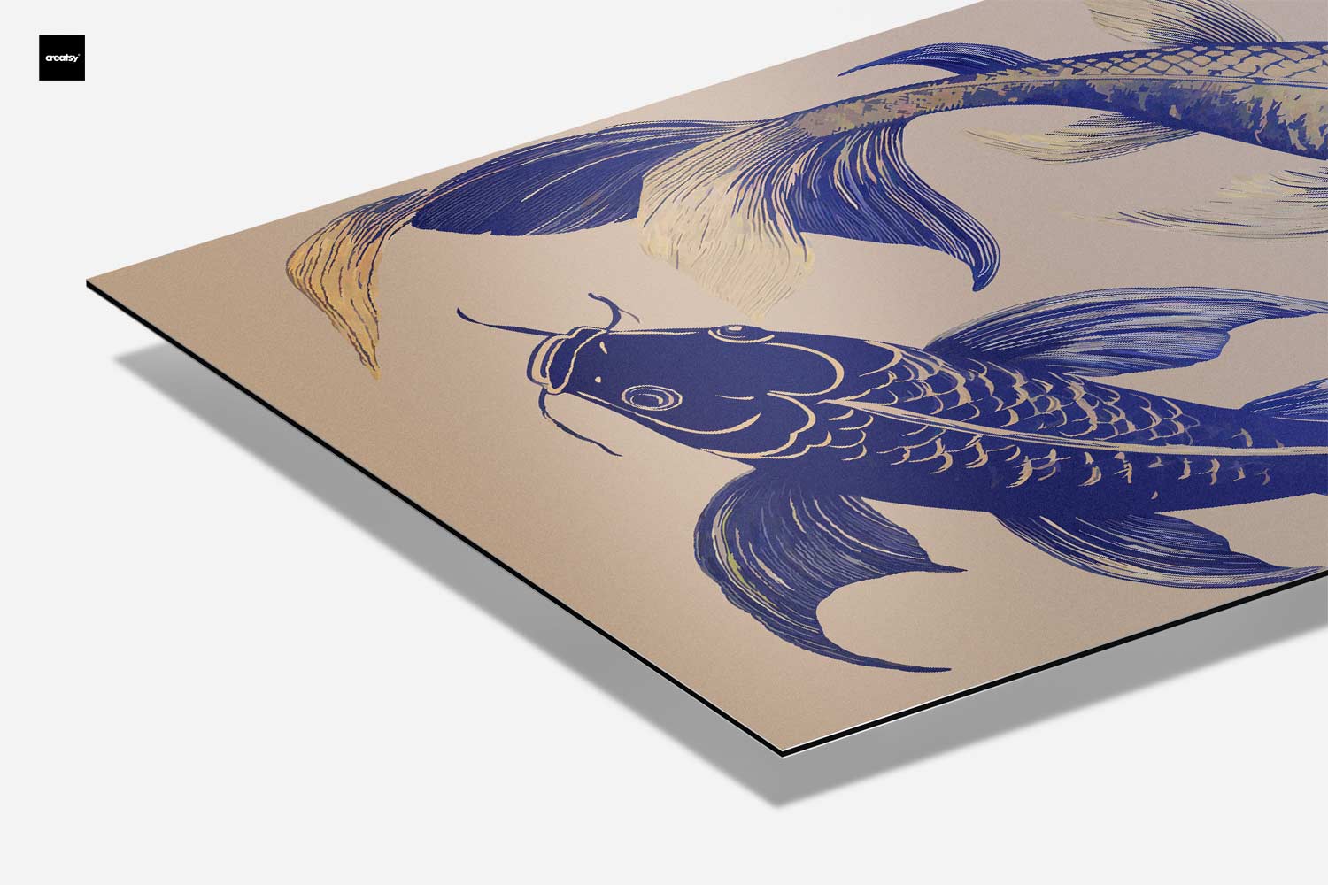 Kunstwerk: Tanzende Kois in blauer Pracht