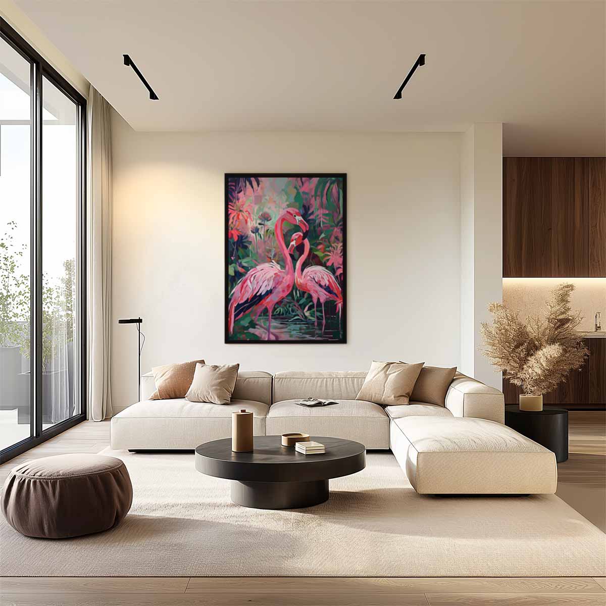 Flamingo Fantasie Kunstwerk-canvas-dibond-plexiglas-wanddecoratie-WallArtistic