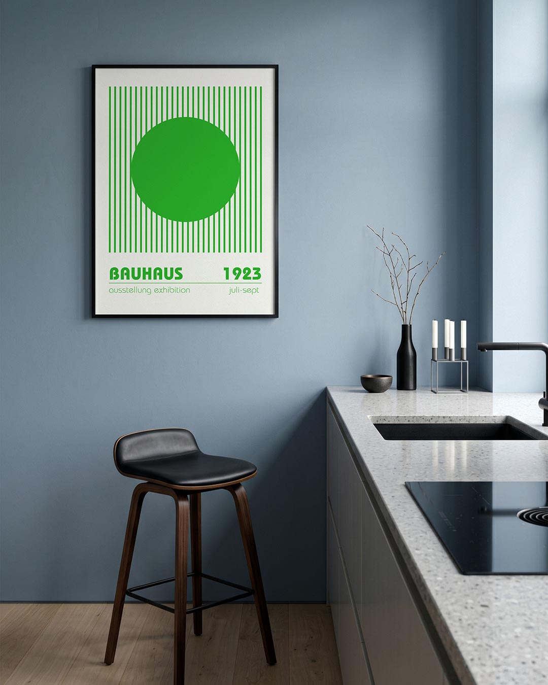 Groene cirkel lijnen Poster