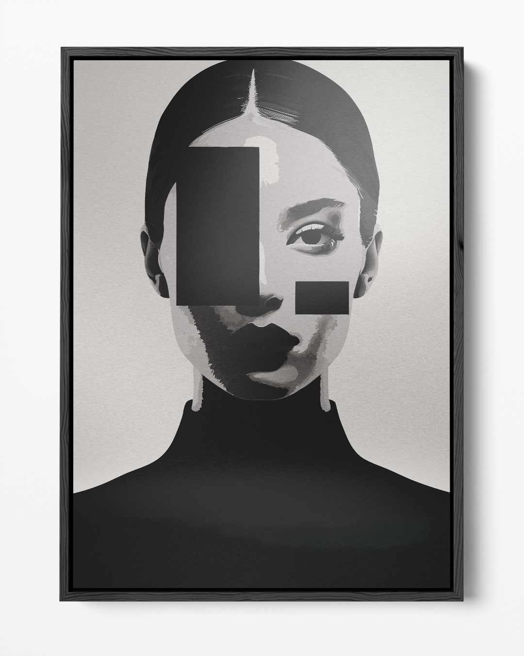 Geometrisch Portret in Zwart-Wit Kunstwerk-canvas-dibond-plexiglas-wanddecoratie-WallArtistic