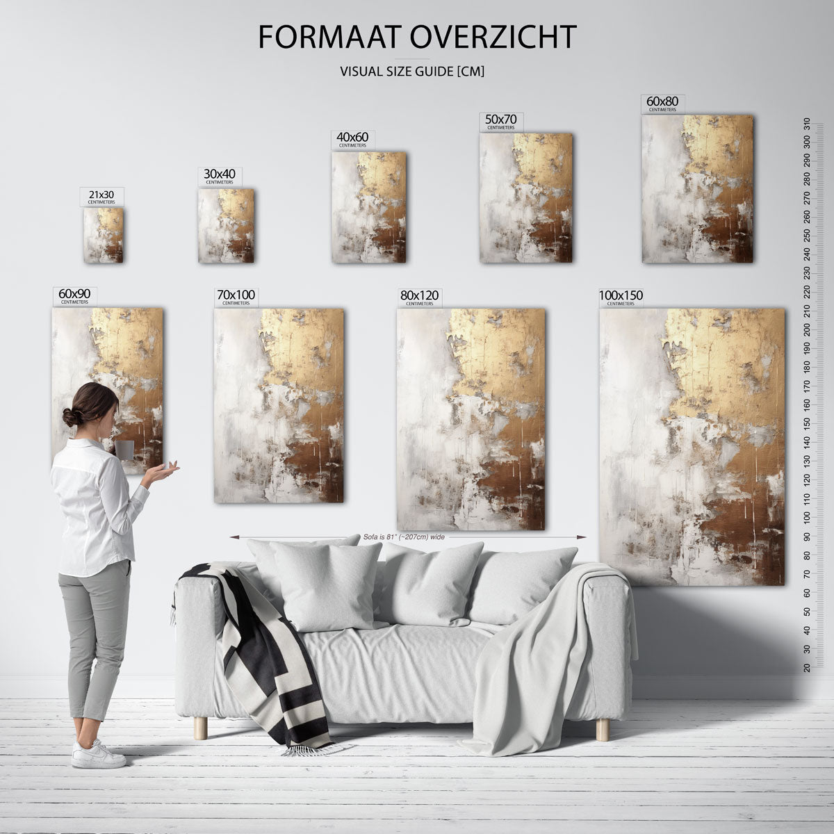 Goud en grijs abstracte Poster